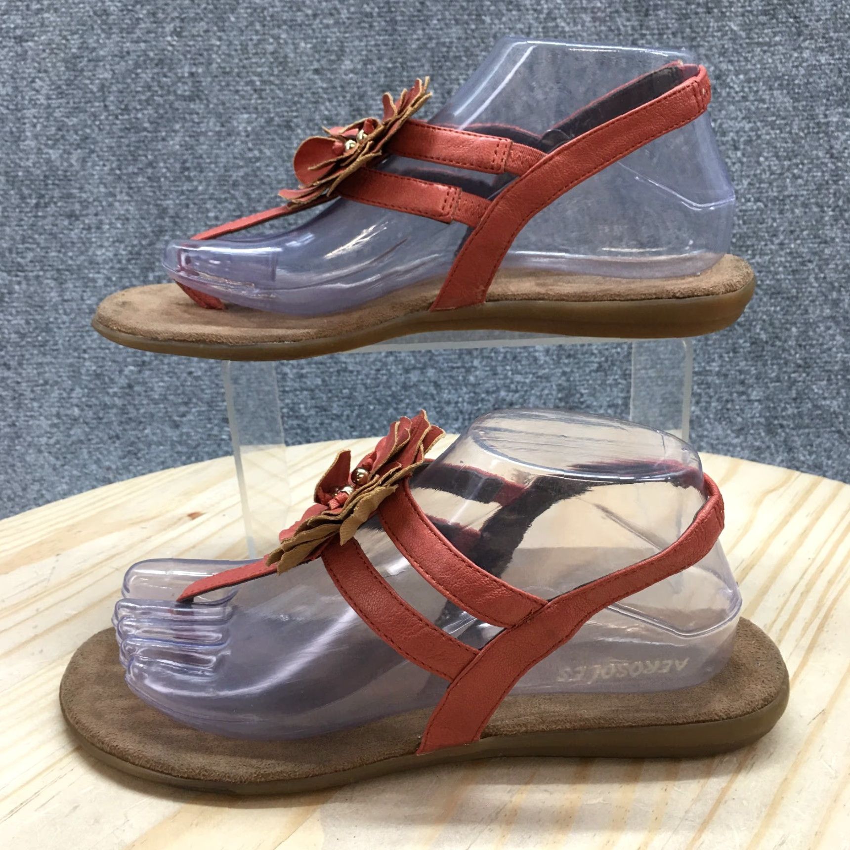 Vintage Aerosoles Sandals Womens 8.5M Pink Chlockout T Strap Floral Slip On Faux Leather Shoes Size US 9 / IT 39 - 2 Thumbnail
