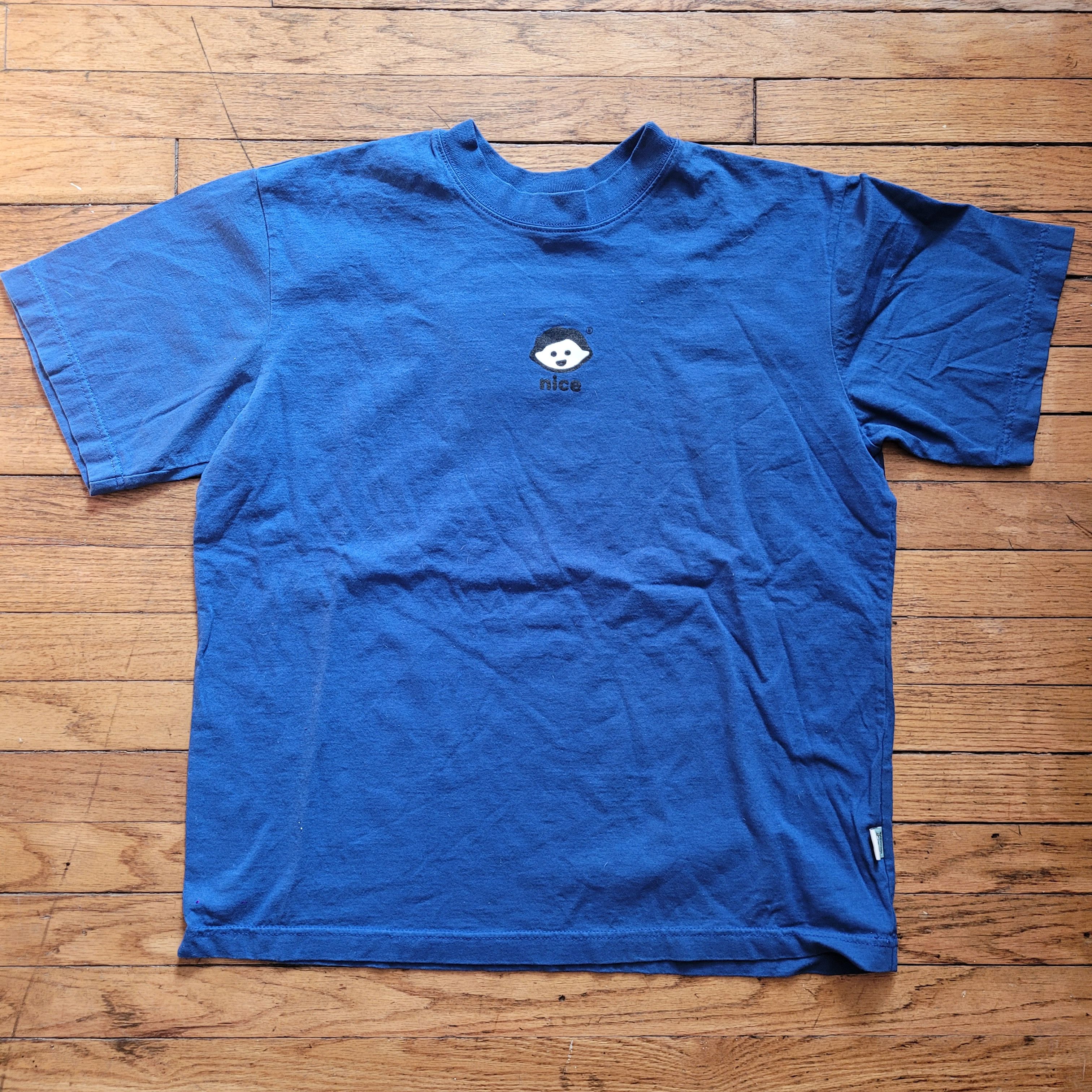 image of Vintage VTG 90's Nice + Smooth Records L Rave House Techno T Shirt in Blue, Men's (Size Large)