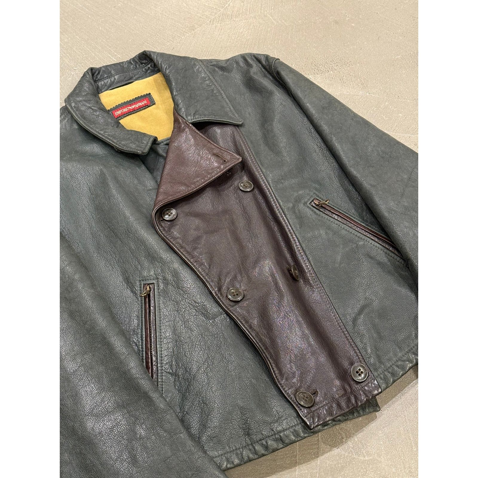 Giorgio Armani 1990s Armani double breasted aviator leather jacket Size US L / EU 52-54 / 3 - 4 Thumbnail