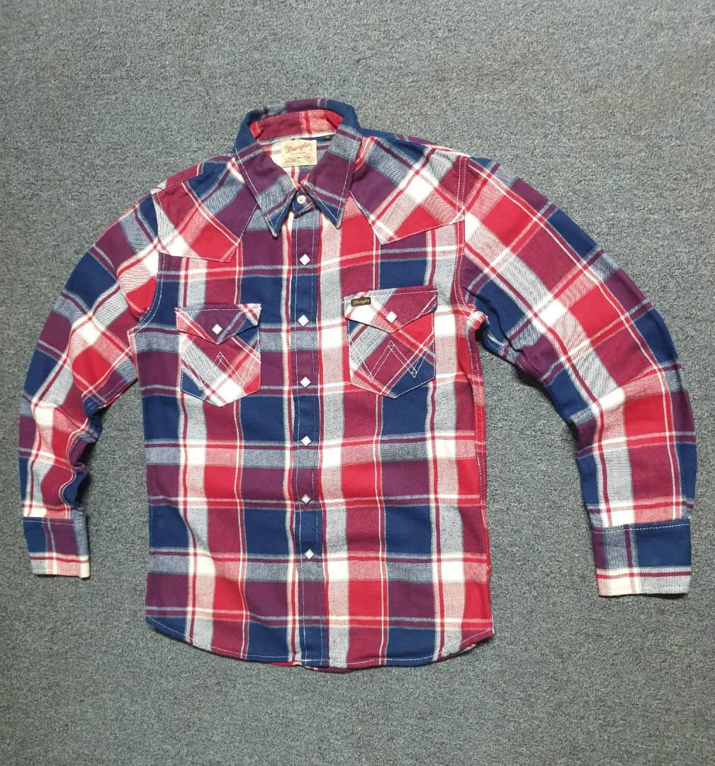 Japanese Brand Wrangler square button checkered western shirt Size US M / EU 48-50 / 2 - 5 Thumbnail