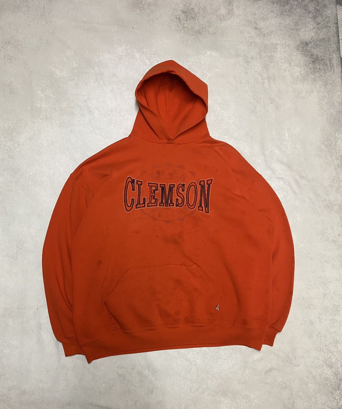 Russell Athletic × Vintage Vintage 90’s Clemson Thrashed Russell Athletic Hoodie XXL Size US XXL / EU 58 / 5 - 1 Thumbnail