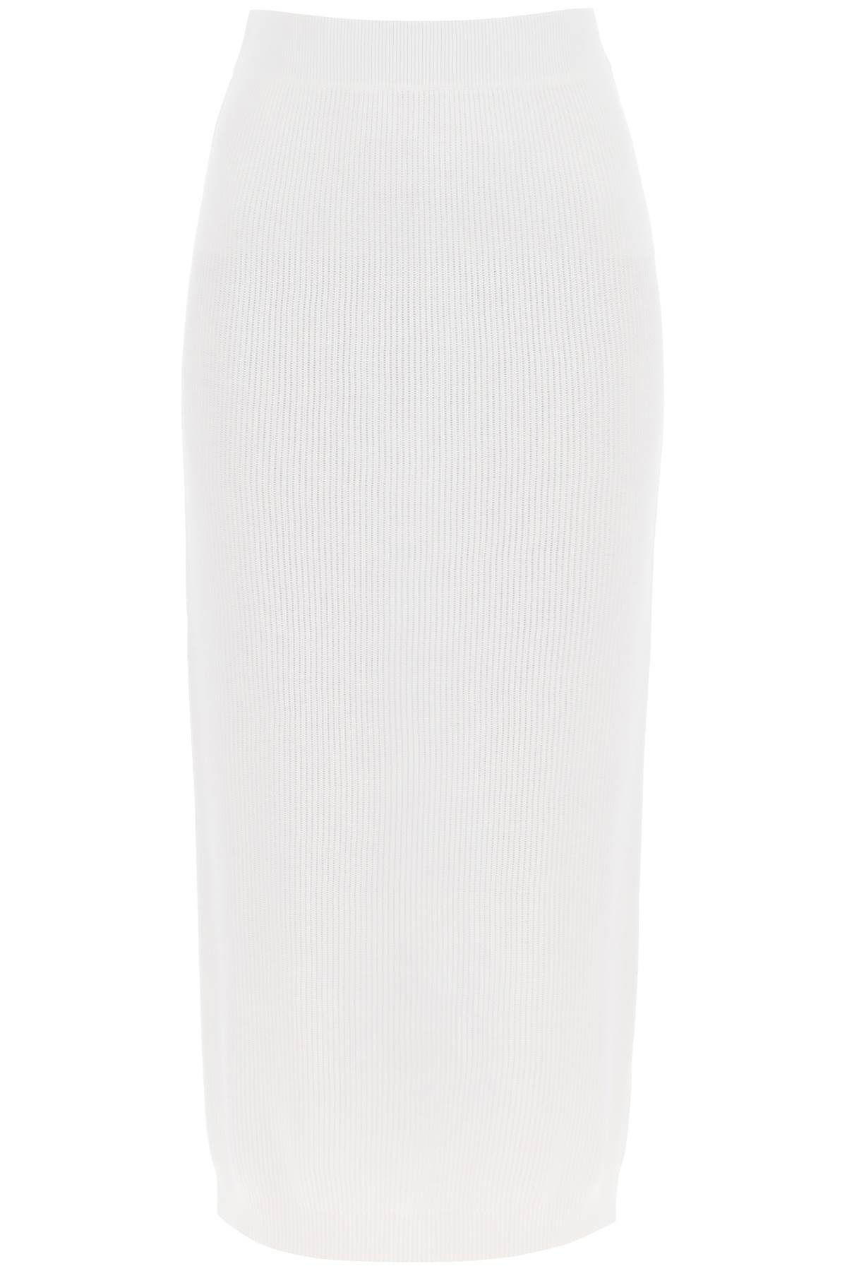 image of Brunello Cucinelli Cotton Knit Midi Skirt in Bianco, Women's (Size 24)