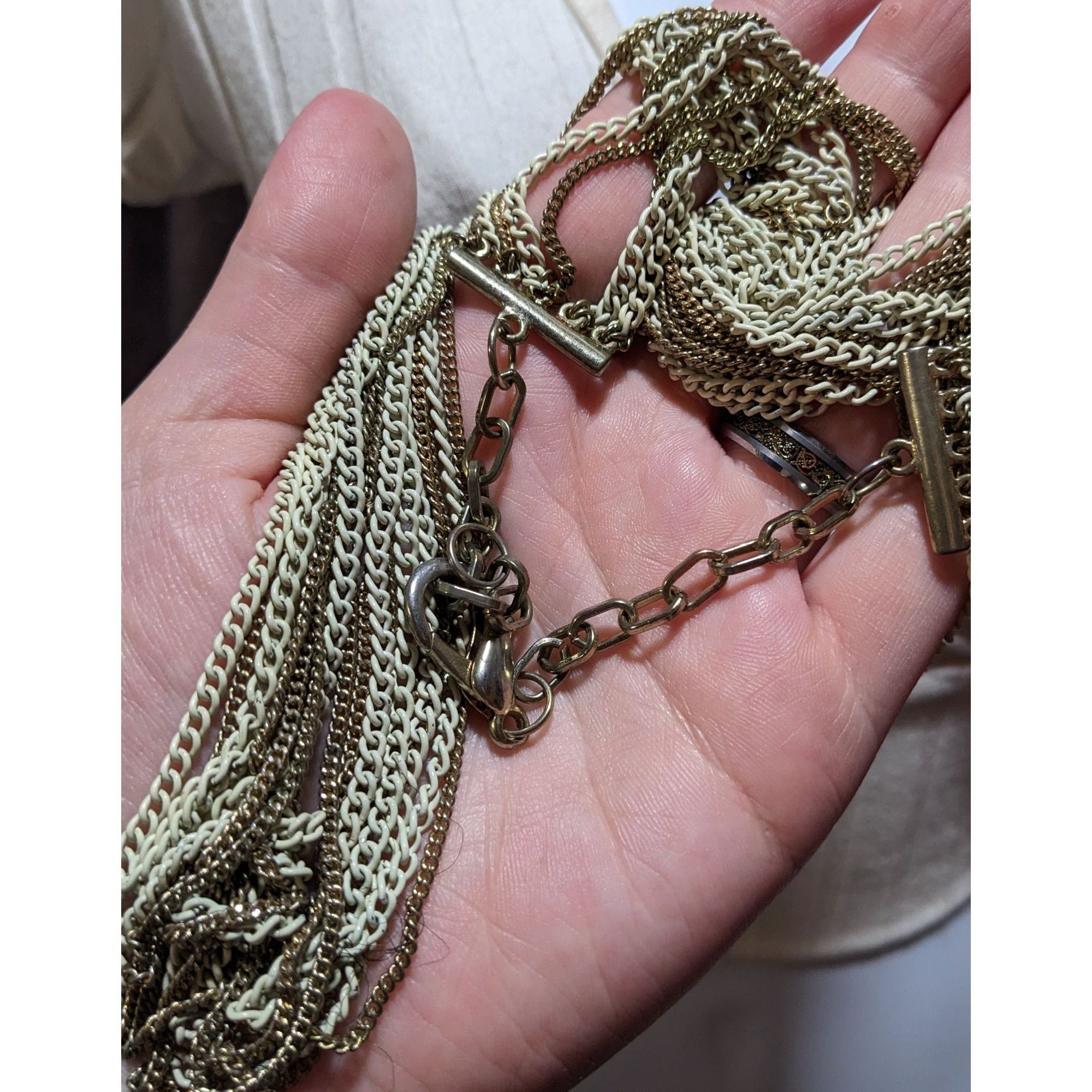 Other Gold And White Multilayer Chain Necklace Size ONE SIZE - 7 Thumbnail