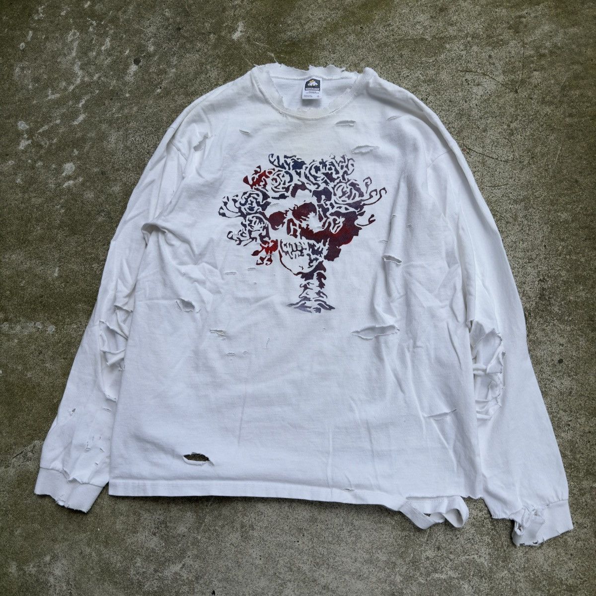 Vintage Grateful Dead Skull Thrashed Distressed Longsleeve Tee Size US L / EU 52-54 / 3 - 3 Thumbnail