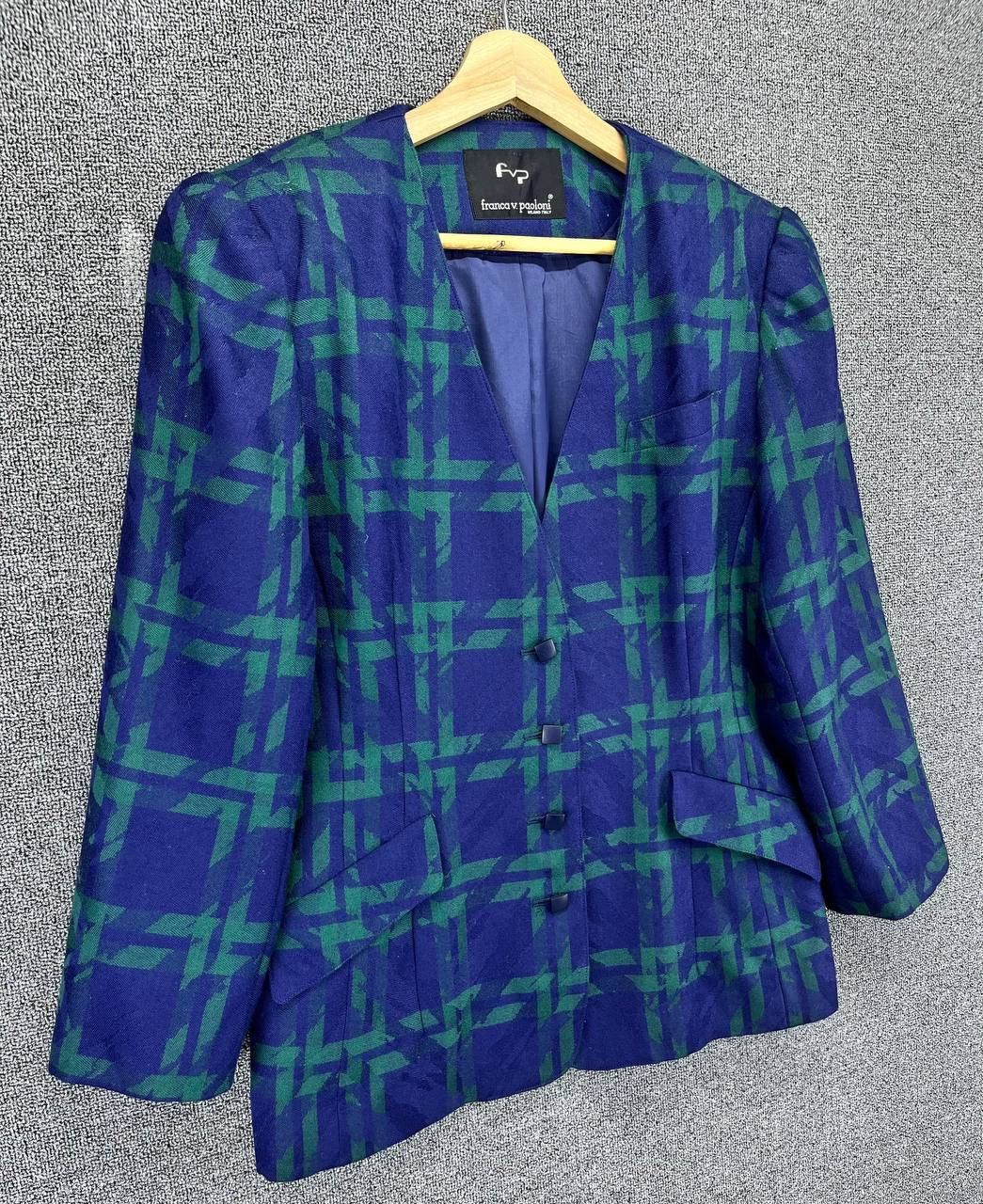 Paoloni Vintage Franca v. Paoloni Shadow Plaids Blazer Coat Jacket Size M / US 6-8 / IT 42-44 - 2 Thumbnail