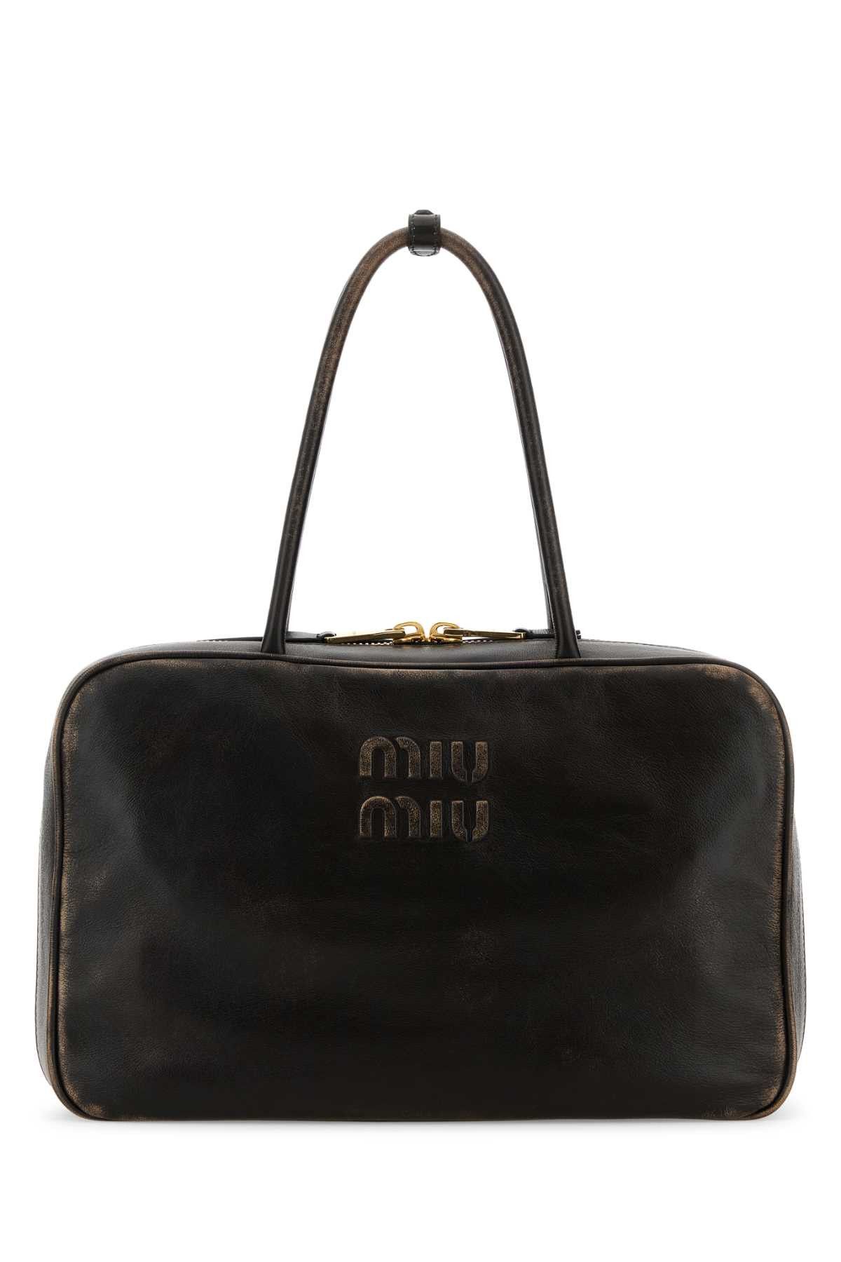 Miu Miu Dark Brown Leather Handbag Size ONE SIZE - 1 Thumbnail