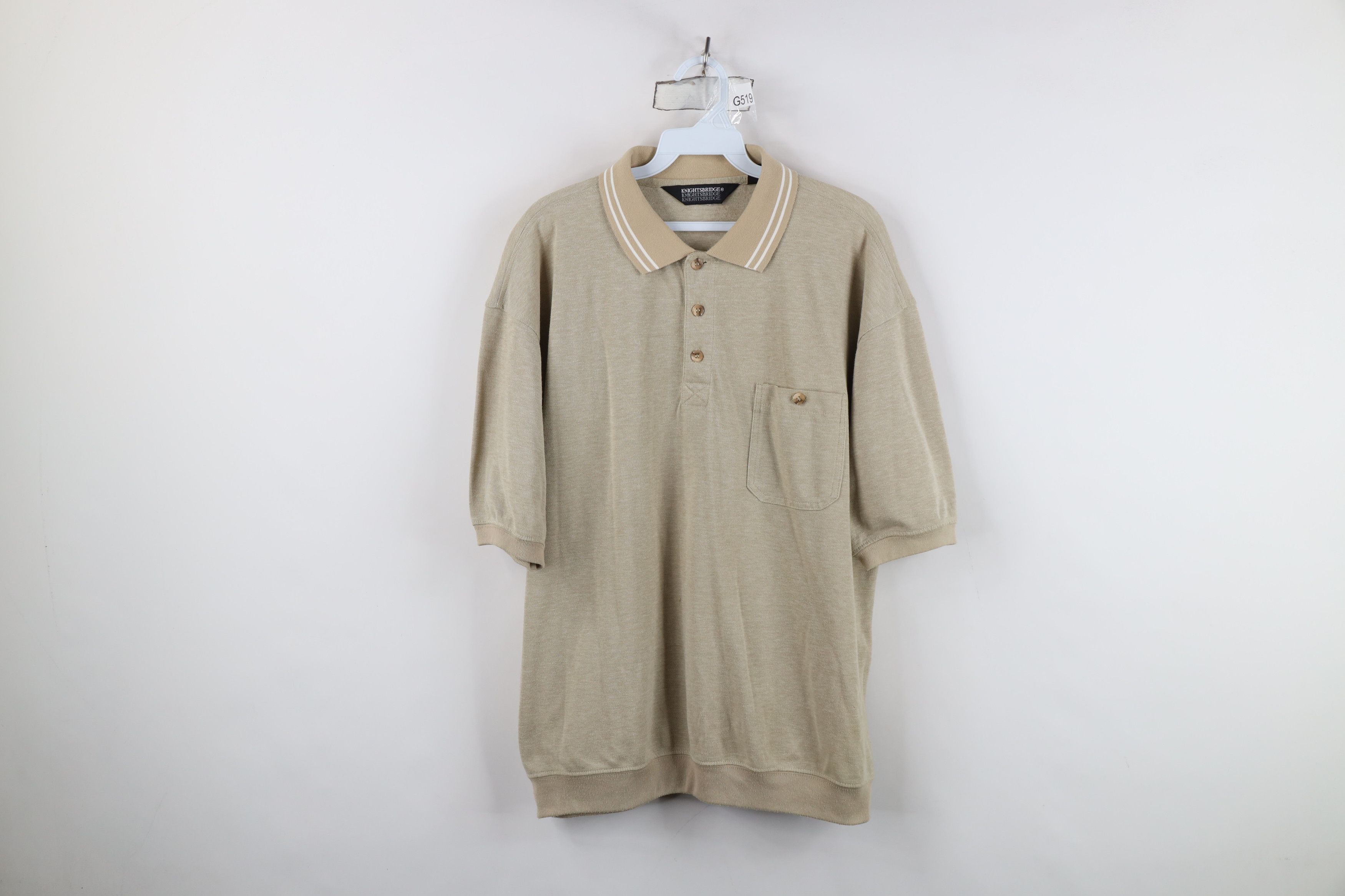 Vintage Vintage 90s Streetwear Cotton Pullover Polo Shirt Beige Size US L / EU 52-54 / 3 - 1 Thumbnail