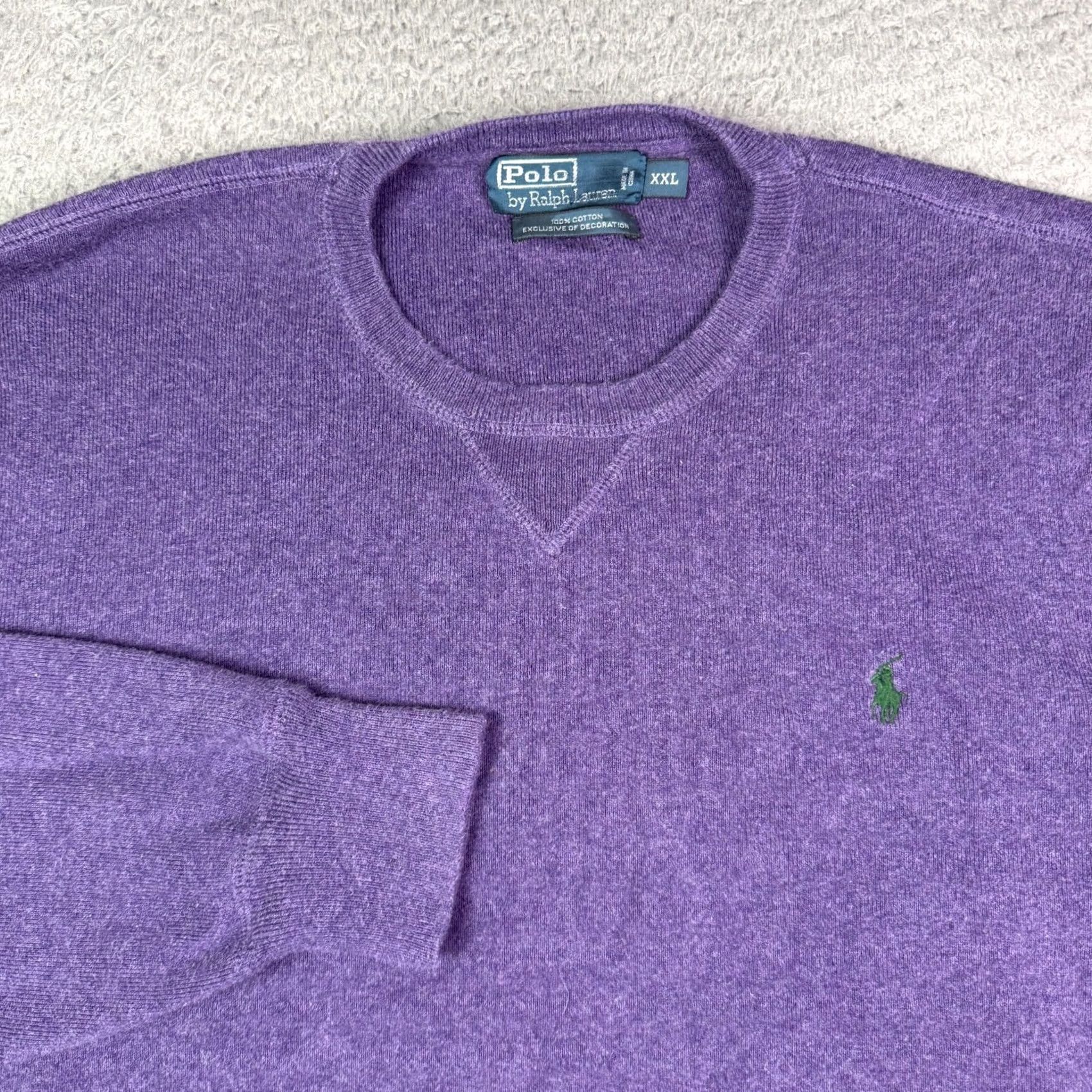 Polo Ralph Lauren VINTAGE Polo Ralph Lauren Crewneck Sweatshirt Mens 2XL Purple Pullover Knit Hoodie Size US XXL / EU 58 / 5 - 2 Thumbnail