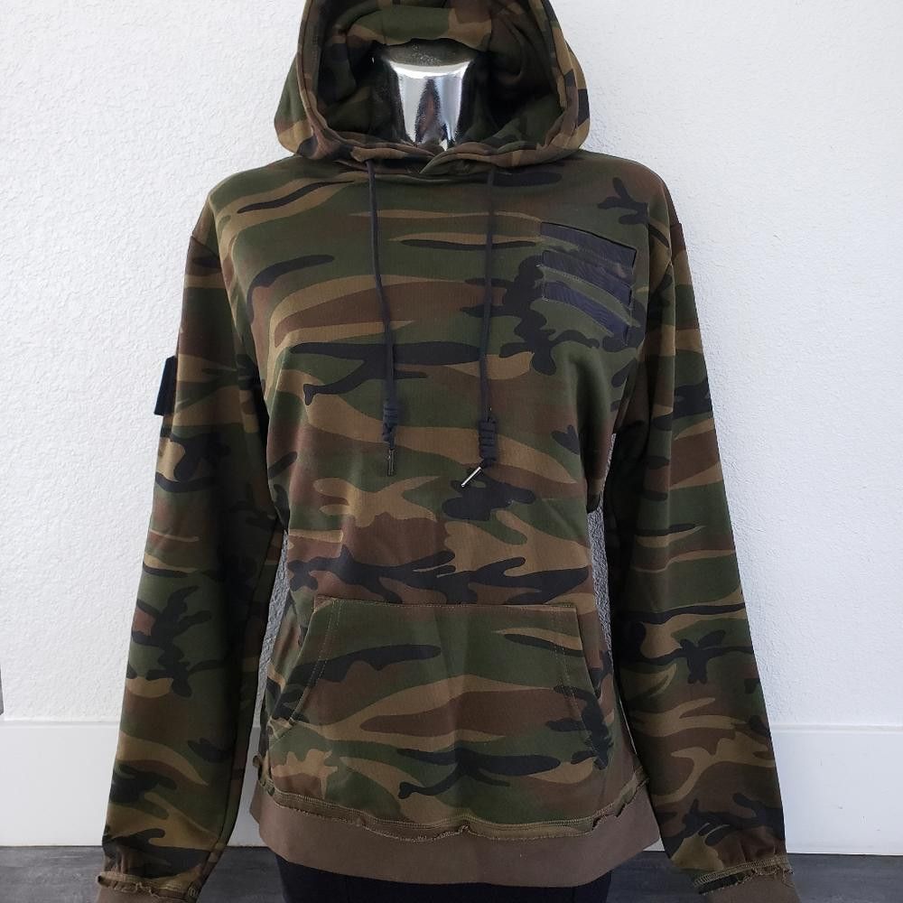 New Designers Peace Camo Khaki Pullover Hoodie