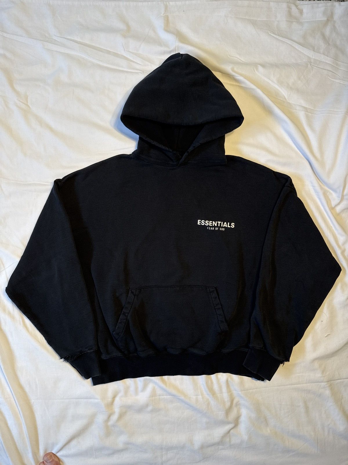 Fear of God Essentials Distressed Black Hoodie