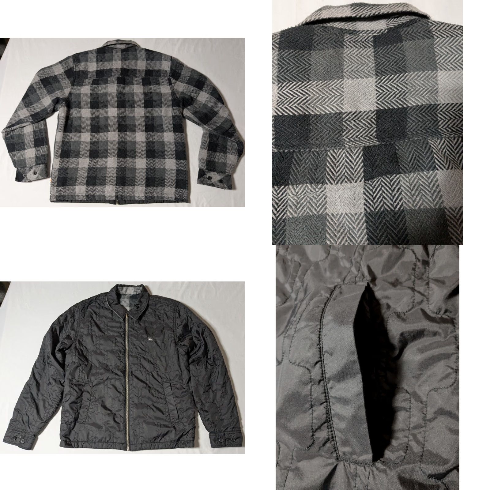 Quiksilver VINTAGE QUICKSILVER Men Reversible Plaid + Solid Jacket XL Black Gray Windbreaker Regular Size XL Men Womens Debatable Size US XL / EU 56 / 4 - 9 Thumbnail
