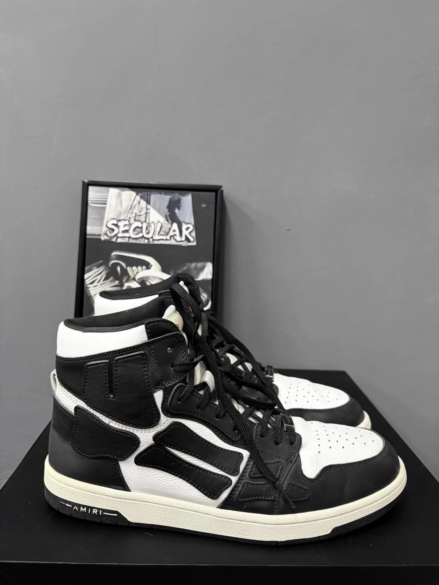 Amiri Amiri Skel-Toe Bone High-Top Black White Men's Sneakers K34 Size US 13 / EU 46 - 4 Thumbnail
