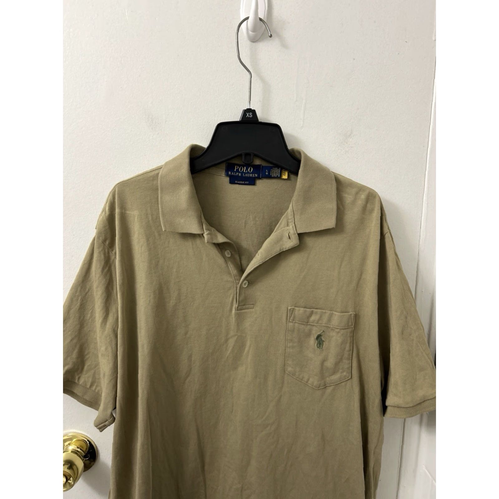 Polo Ralph Lauren Polo Ralph Lauren Shirt Mens Large Khaki Tan Classic Fit Pocket S/S Beige 100% Cotton Logo Embroidered Size US L / EU 52-54 / 3 - 2 Thumbnail