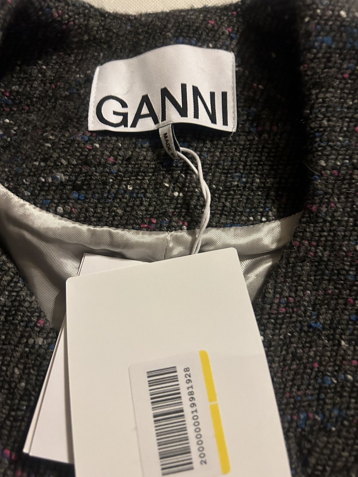 Ganni GANNI Donegal wool-blend bouclé-tweed jacket Anthracite Size XS / US 0-2 / IT 36-38 - 8 Thumbnail