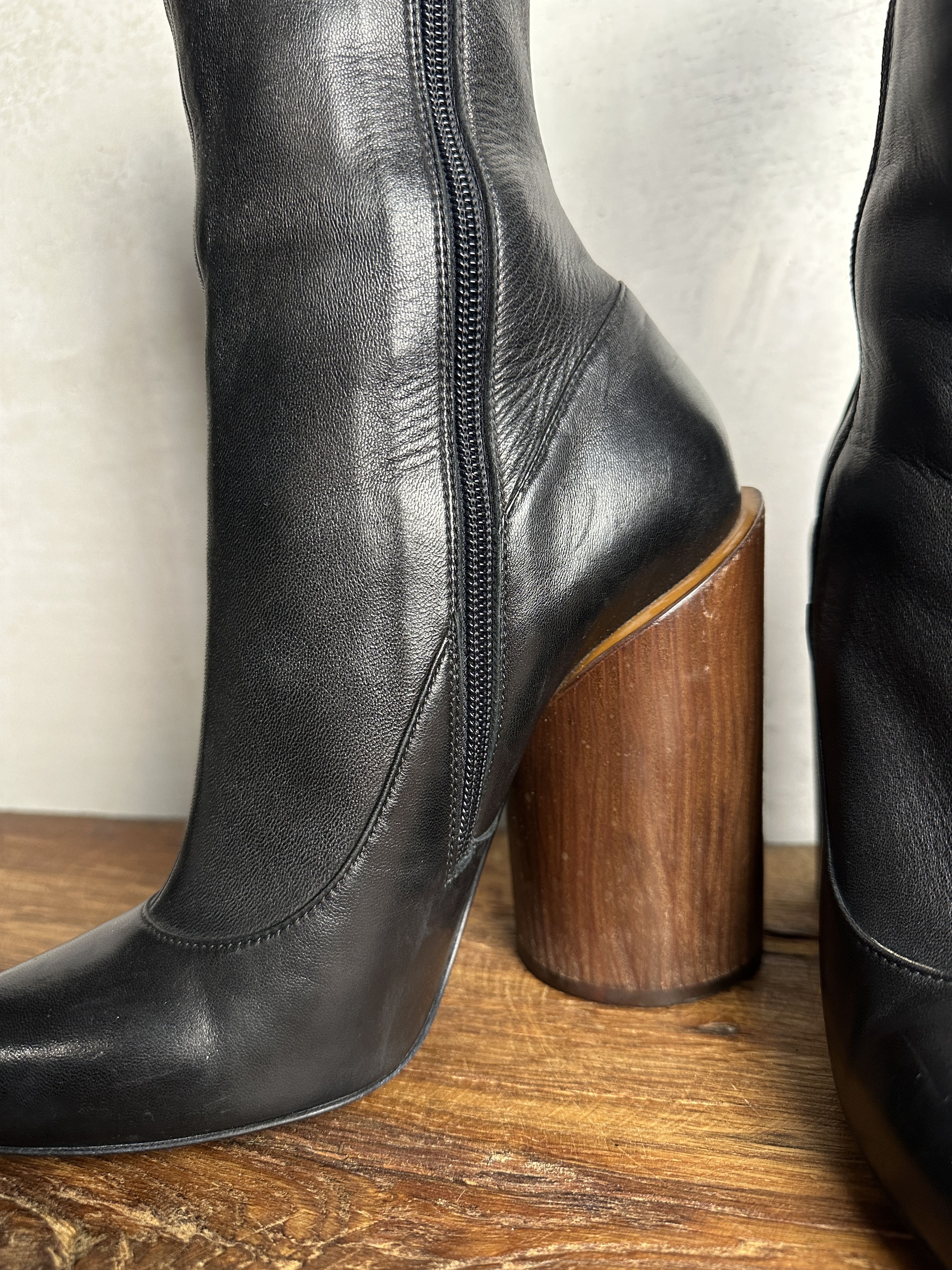Givenchy GIVENCHY FW15 Black Leather Wooden Heel Show Boots Size US 8 / IT 38 - 15 Thumbnail
