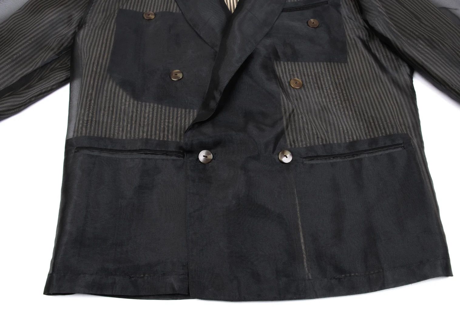 Jean Paul Gaultier Sheer Layered Stripe Jacket in Black and Beige, Size M Size US M / EU 48-50 / 2 - 9 Thumbnail