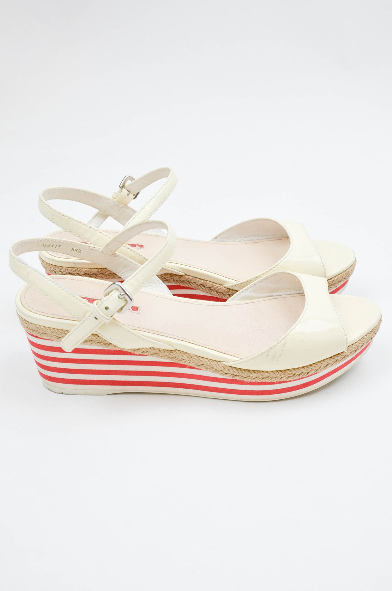 Prada Prada Linea Rossa Beige Leather Wedges Platform Size 38.5 Size US 7.5 / IT 37.5 - 5 Thumbnail