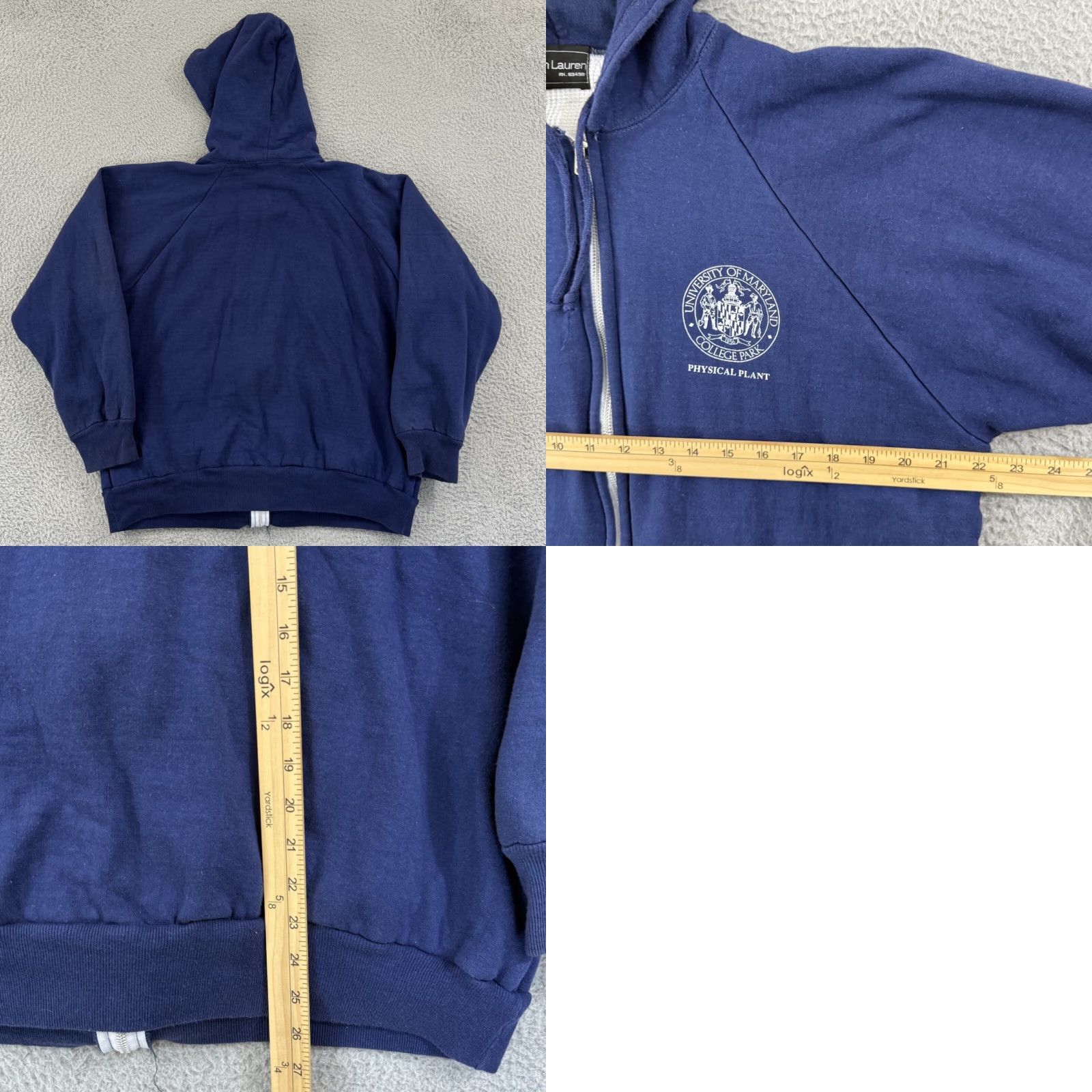 Vintage Vintage Jon Lauren Blue L Sweatshirt Mens Large Zip Hoodie 90s Thermal Lined Full Zip Winter Fall Spring Size US L / EU 52-54 / 3 - 8 Thumbnail