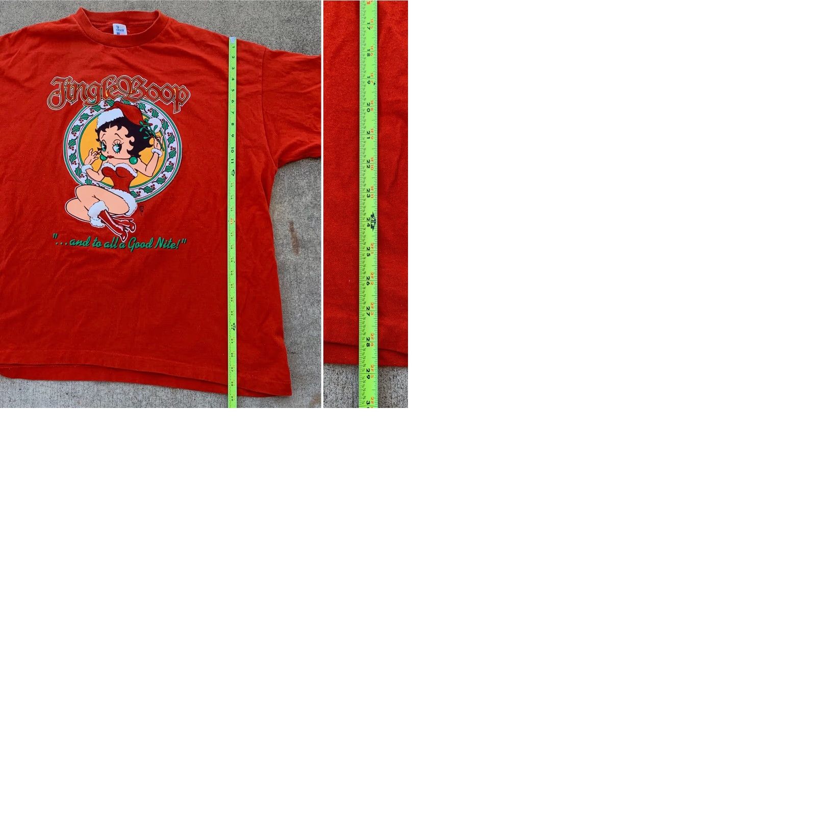 Vintage VINTAGE Jingle Boop And To All A Good Nite T Shirt Front Back Graphics Betty XXL Shirt Mens Red 1993 Christmas Betty Boop Jersey Cotton NJ Croce Size US XXL / EU 58 / 5 - 9 Thumbnail