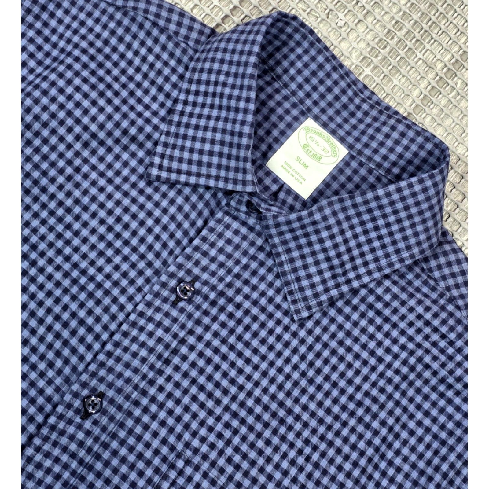 Brooks Brothers Brooks Brothers Slim Fit Blue Shirt Men 15.5-32 Button Up Gingham Check USA Made Dress Shirt Size US L / EU 52-54 / 3 - 7 Thumbnail