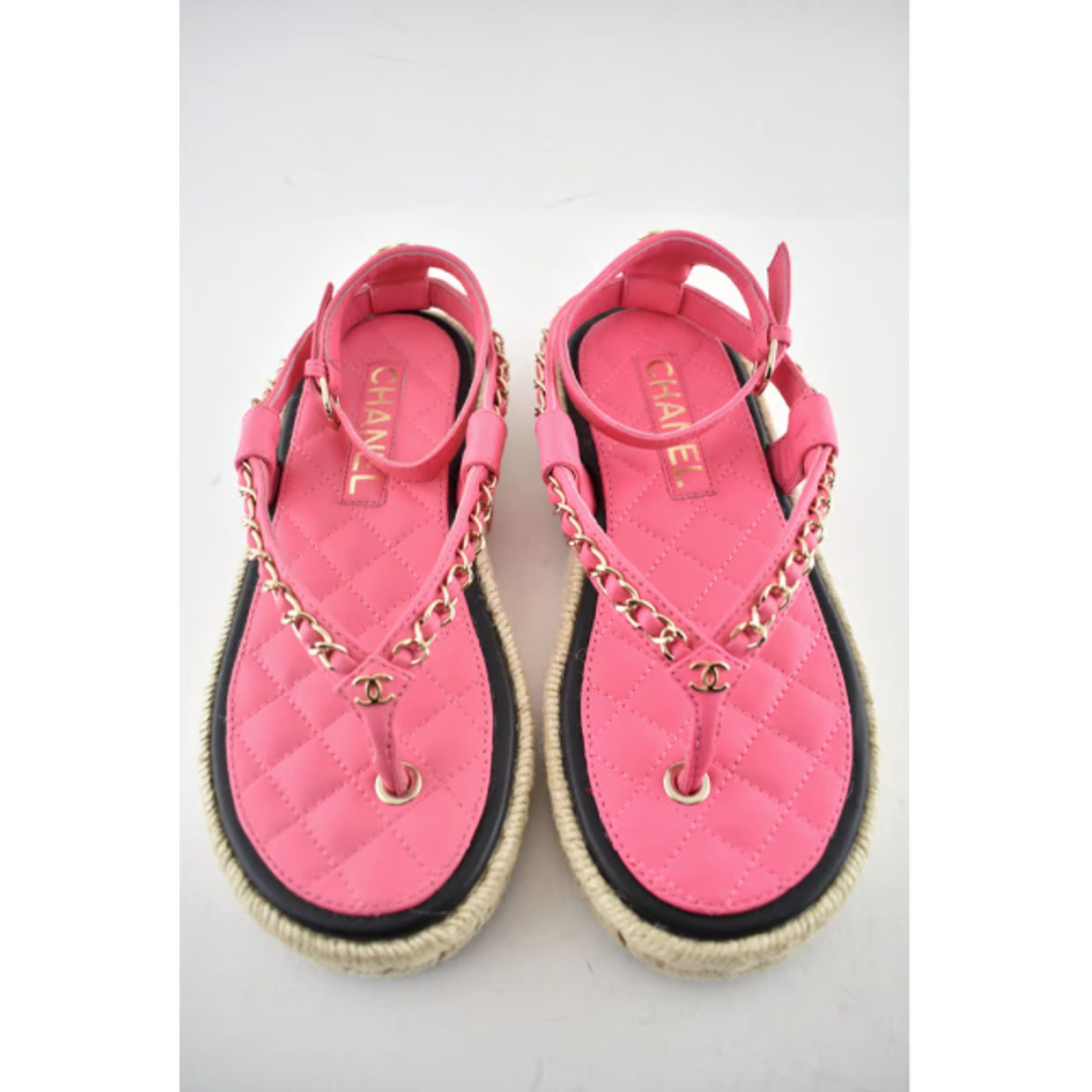 Chanel Chanel 21C Pink Lambskin Leather Chain Logo Mule Size US 5 / IT 35 - 5 Thumbnail