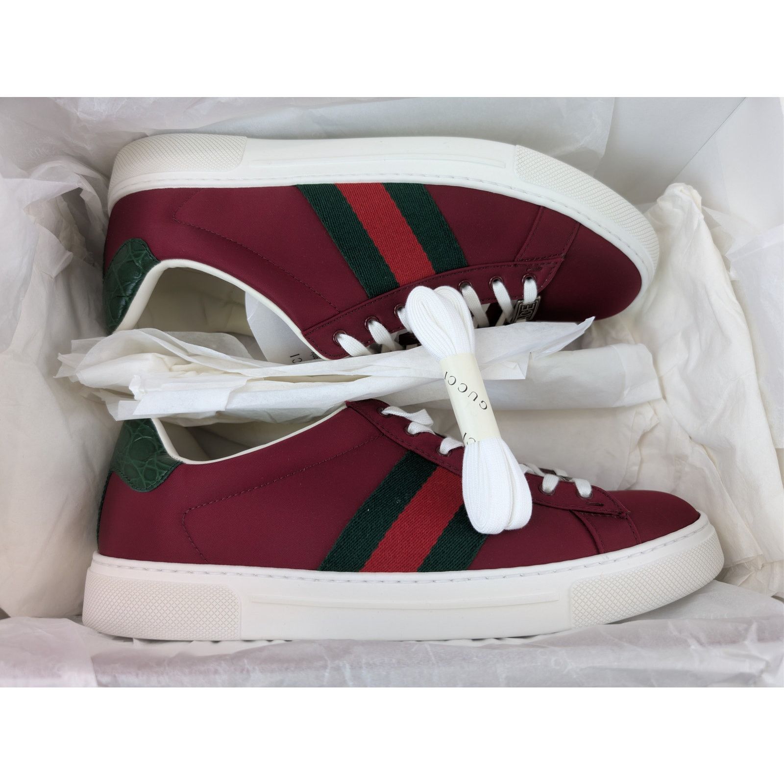 Gucci o1rshd1 Ace leather-trimmed sneakers in Red Size US 9.5 / EU 42-43 - 21 Thumbnail