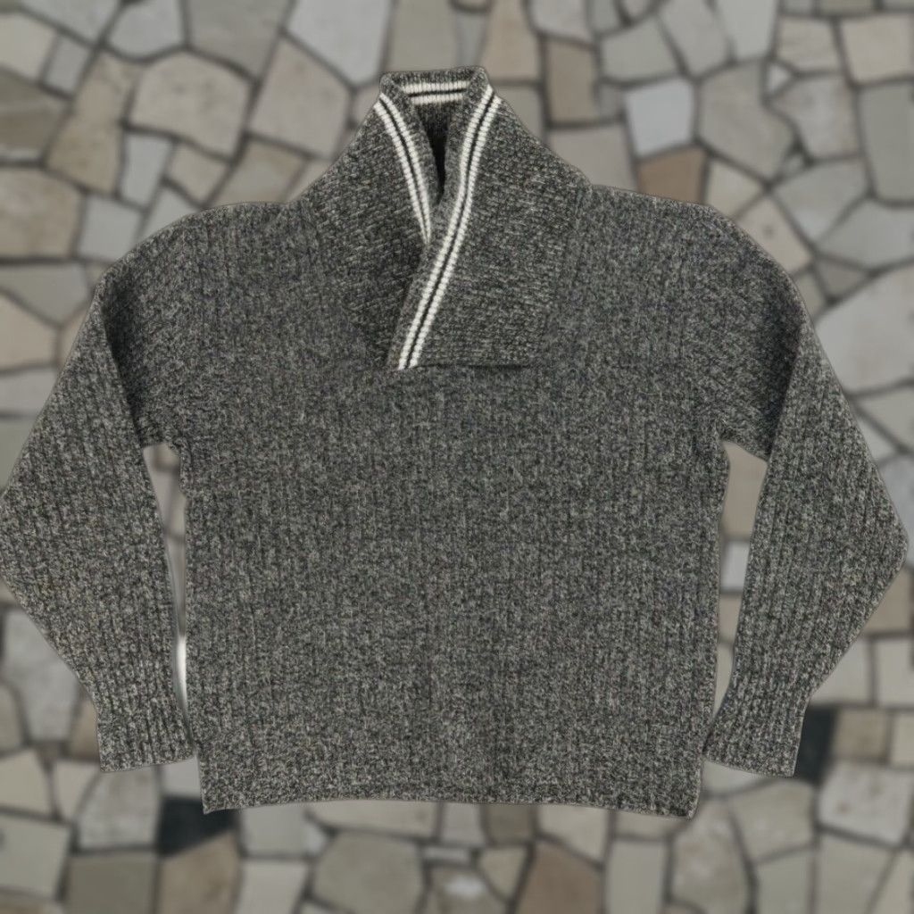 Vintage VINTAGE Campus Shirt Men Grey L VTG Shawl Neck Continental Rib Wool Sweater Size US L / EU 52-54 / 3 - 1 Thumbnail