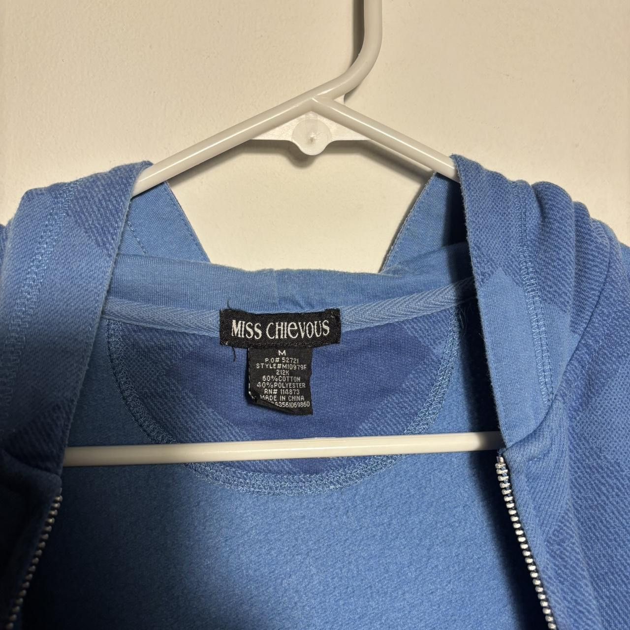 Vintage Early 2000s Miss Chievous Blue Argyle Zip Hoodie Size M / US 6-8 / IT 42-44 - 4 Thumbnail