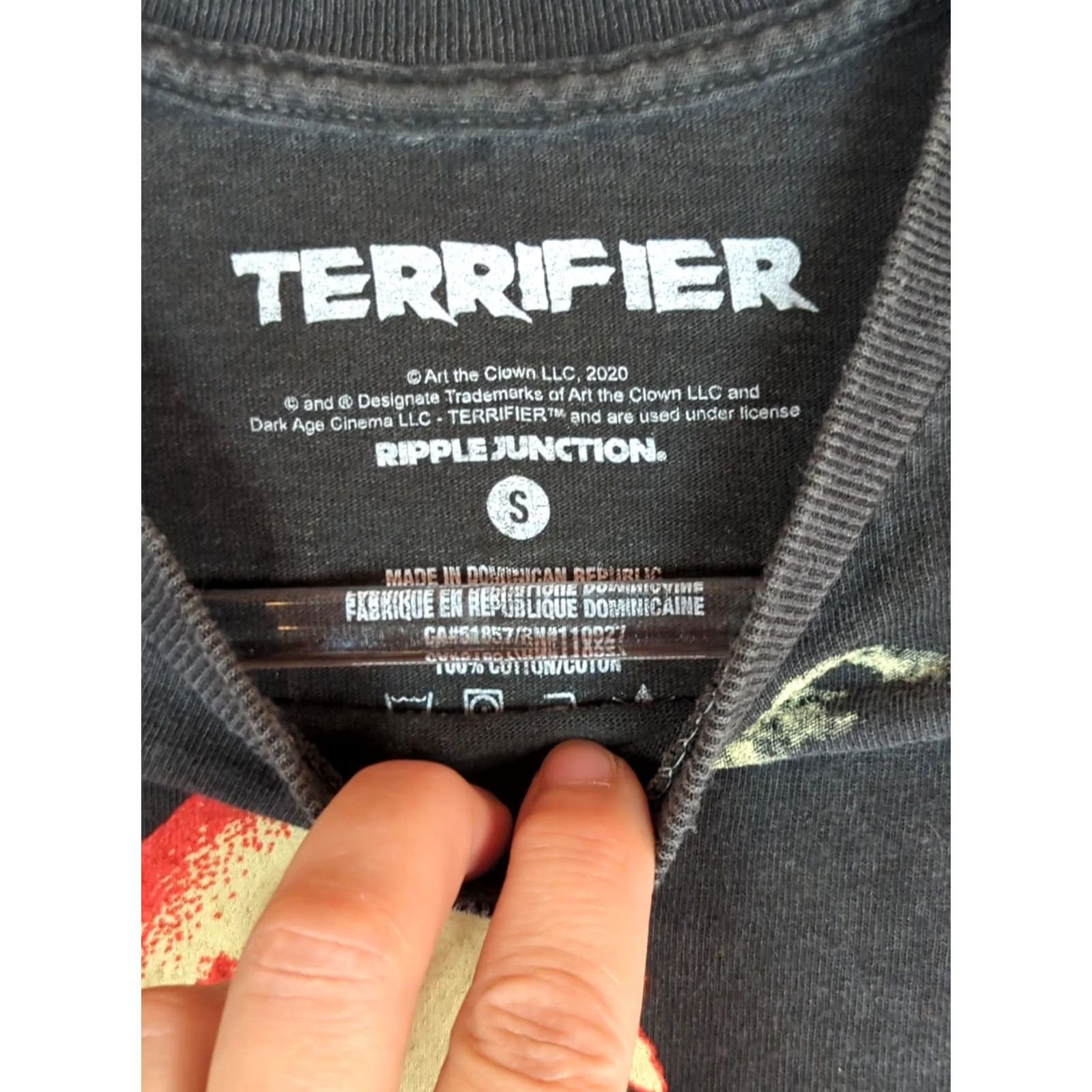 Vintage Terrifier T Shirt Art the Clown Horror Black Crew Neck Short Sleeve Men's S Halloween Graphic Print Double-Sided Size US S / EU 44-46 / 1 - 3 Thumbnail