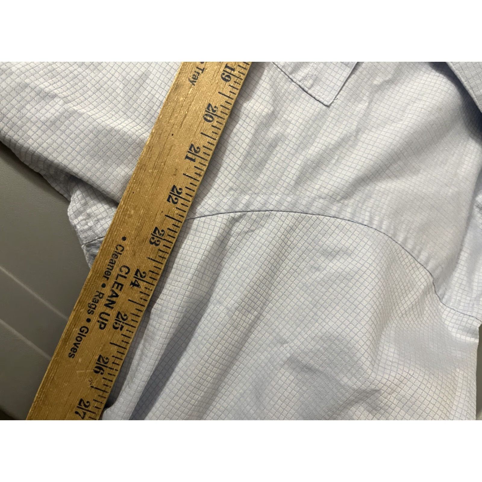 Van Heusen VINTAGE Van Heusen Dress Shirt 2XL Blue Cotton Blend Sateen Check Long Sleeve Mens Size 48R - 5 Thumbnail