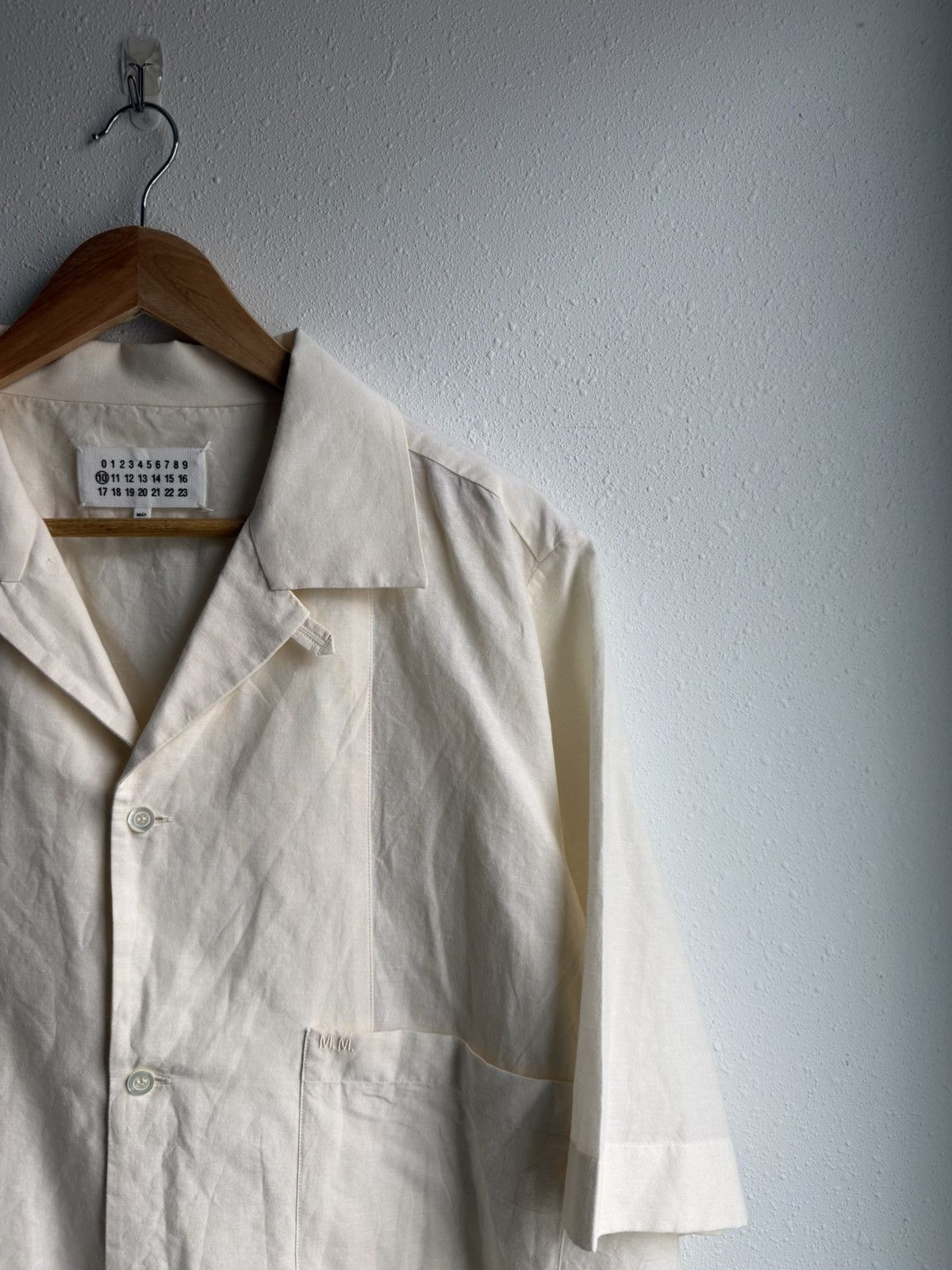 Maison Margiela Maison Margiela S/S 2022 Linen Blend Camp Collar Shirt Beige Size US L / EU 52-54 / 3 - 3 Thumbnail