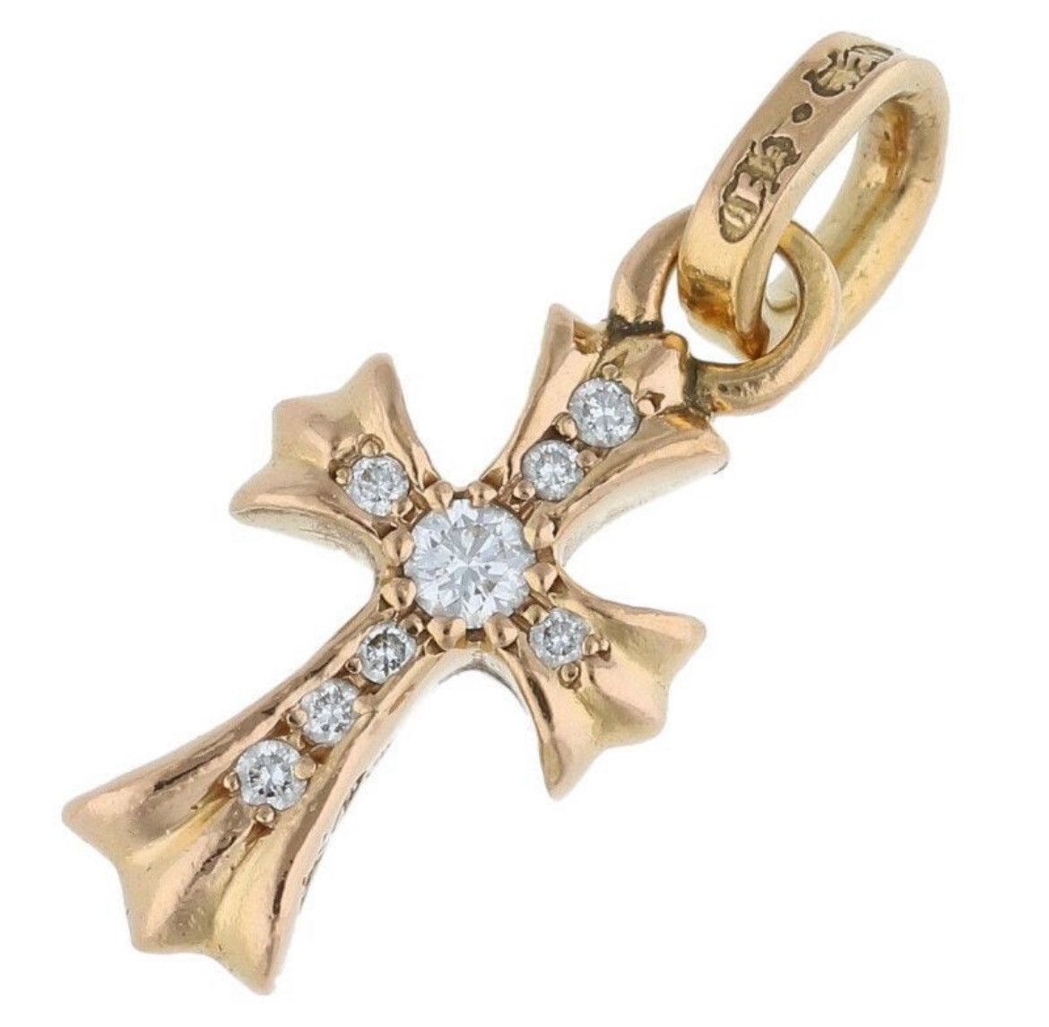 Chrome Hearts 22K Gold Diamond Charm Necklace