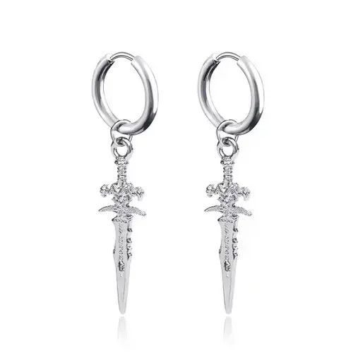 Other Titanium Steel Dagger Dangle Drop Earrings for Men Women Size ONE SIZE - 3 Thumbnail