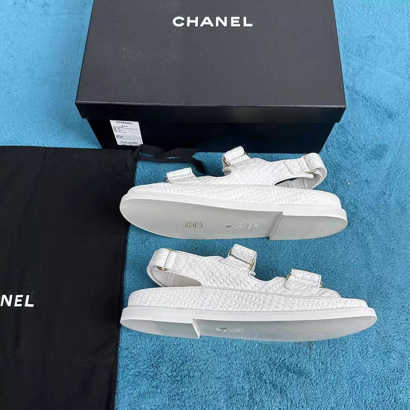 Chanel Chanel Women's Coin Velcro Sandal White 36.5 Size US 6 / IT 36 - 3 Thumbnail