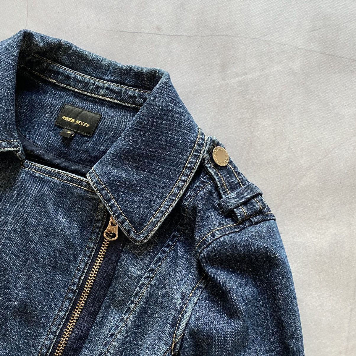 Hysteric Glamour Japan Miss Sixty Cropped Denim Biker Jacket Side Zip Y2K Size S / US 4 / IT 40 - 4 Thumbnail