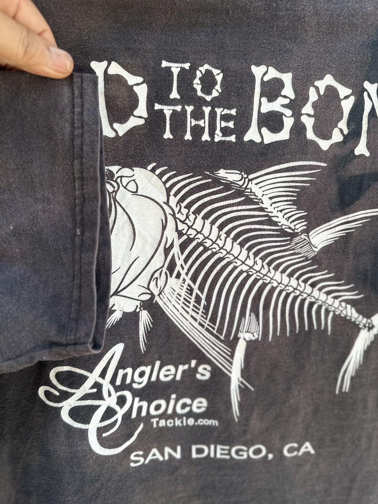 Hanes Thrashed Vintage Bad To The Bone Pocket Sun Faded Grunge Tee Size US M / EU 48-50 / 2 - 6 Thumbnail