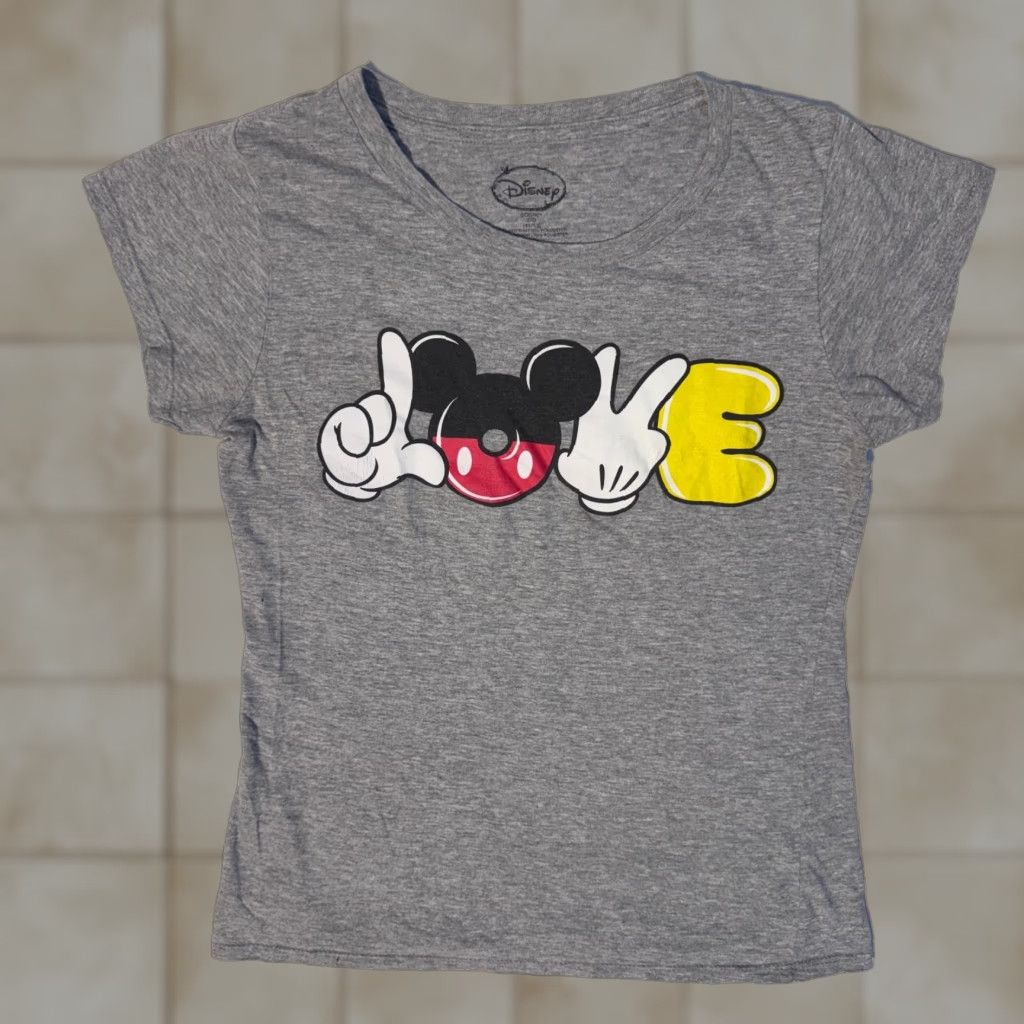 Disney Disney T-Shirt Logo Love Gray Mickey Mouse Womens Large Shirt Size L / US 10 / IT 46 - 1 Thumbnail