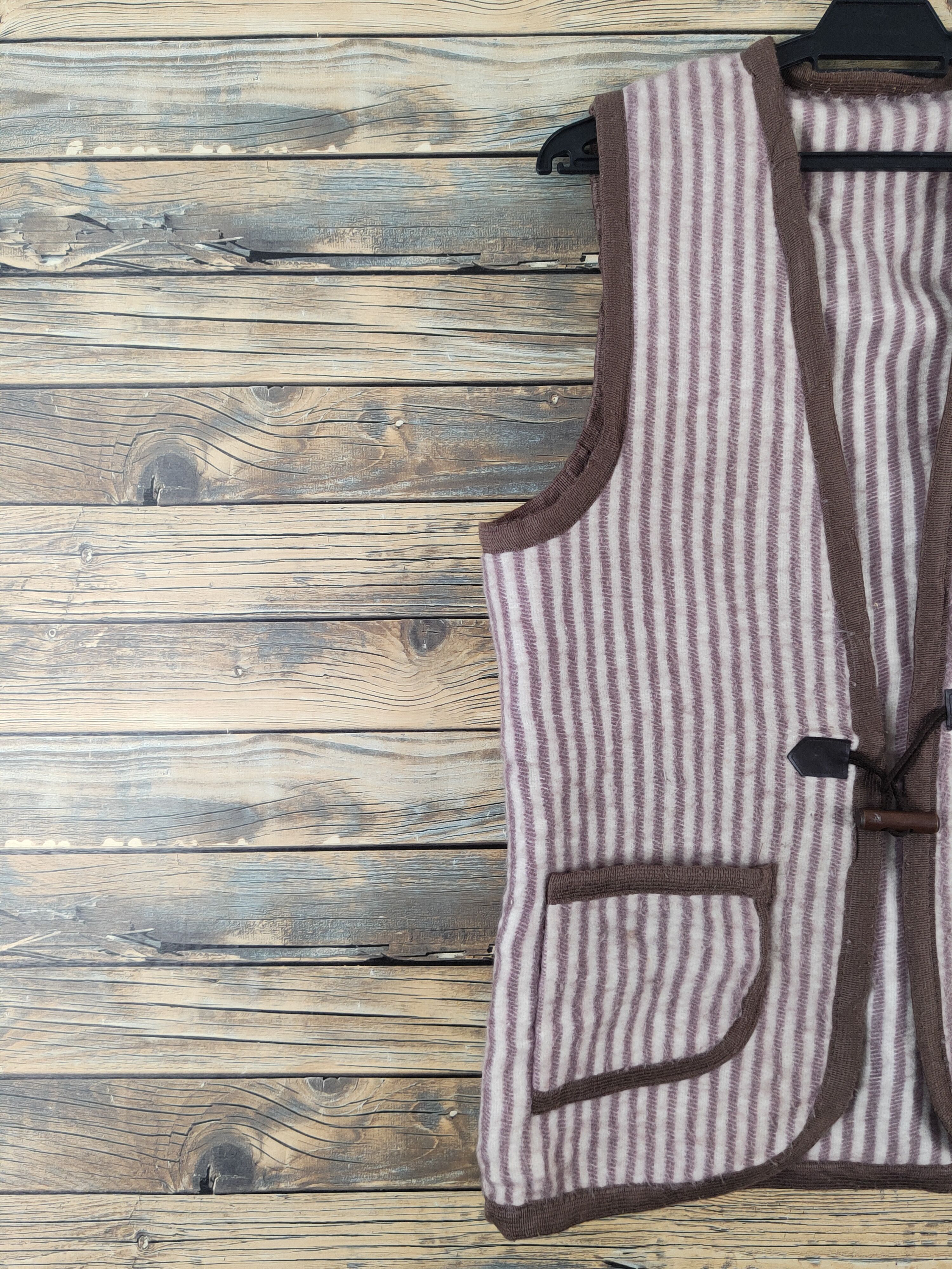Japanese Brand × Vintage Vintage Japanese Brand Brown Stripe Wool Toggle Vests Size M / US 6-8 / IT 42-44 - 3 Thumbnail