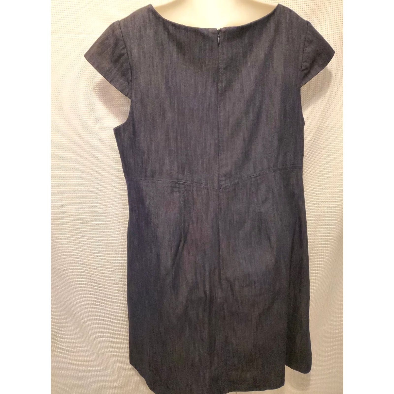 Vintage Sandra Darren Dark Chambray Denim cut out collar Dress Size 16W Office Cottage Size XXL / US 16-18 / IT 52-54 - 7 Thumbnail