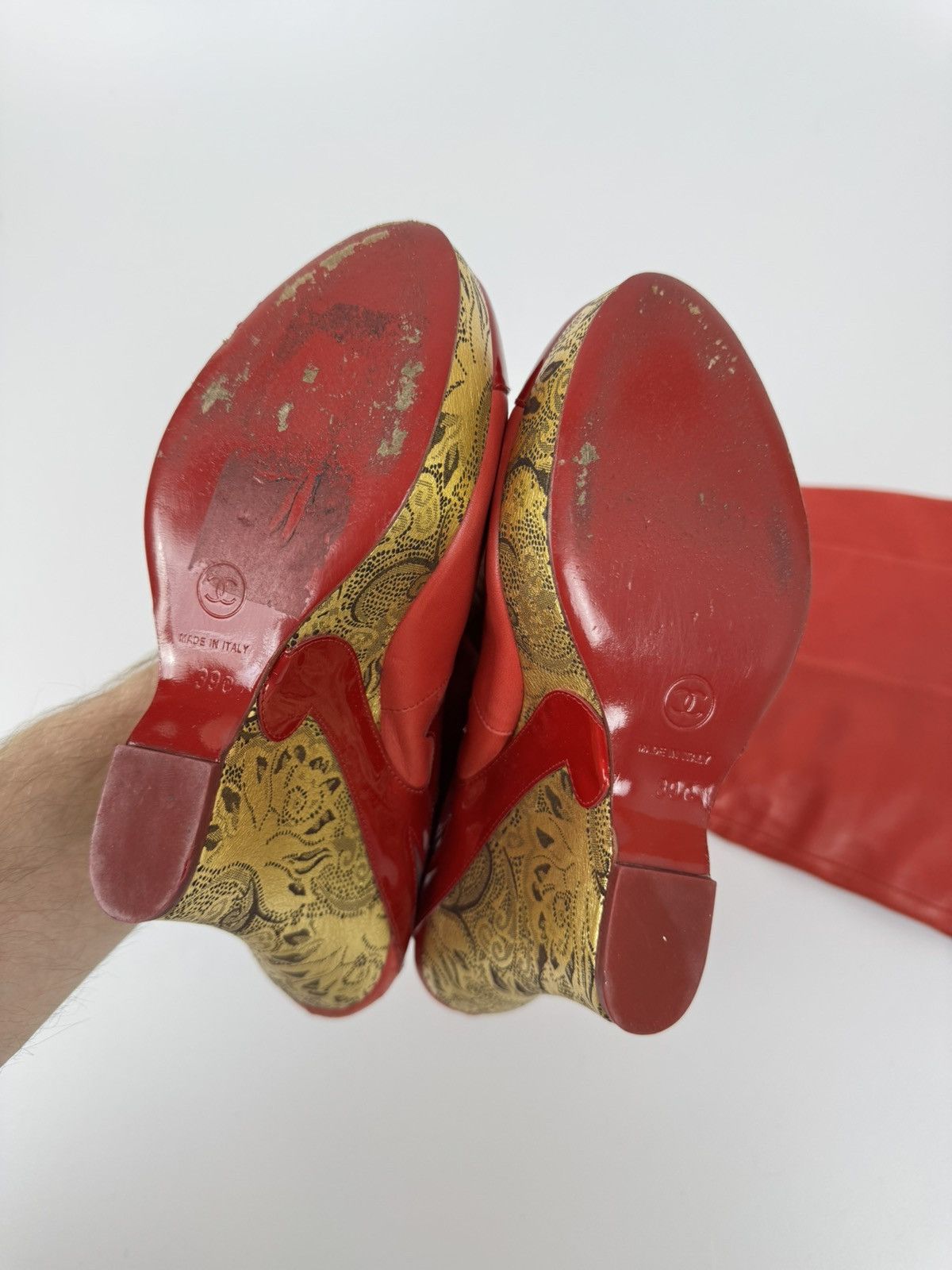 Chanel Chanel Paris Red Leather Over Knee Wadge Boots Avant Garde Size US 9 / IT 39 - 16 Thumbnail