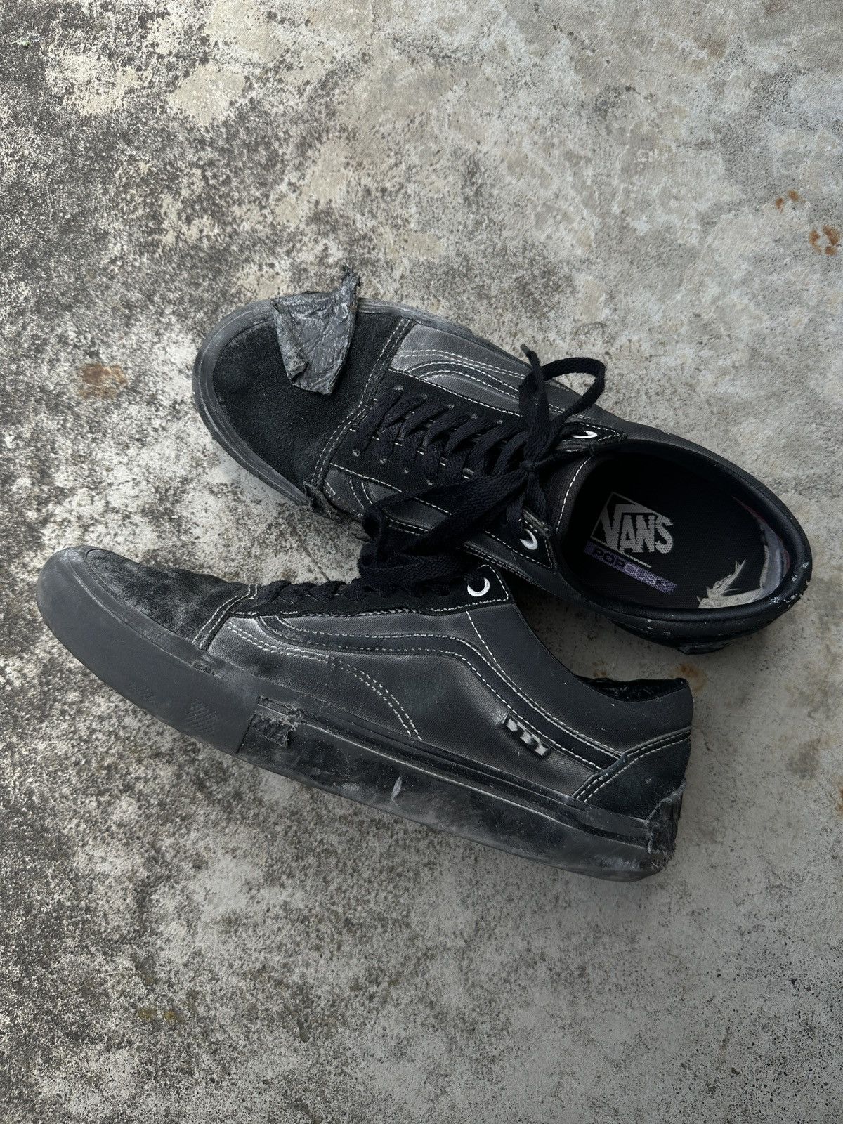 Vans Trashed vans old skool dirty worn skated duck tapped painter | Grailed