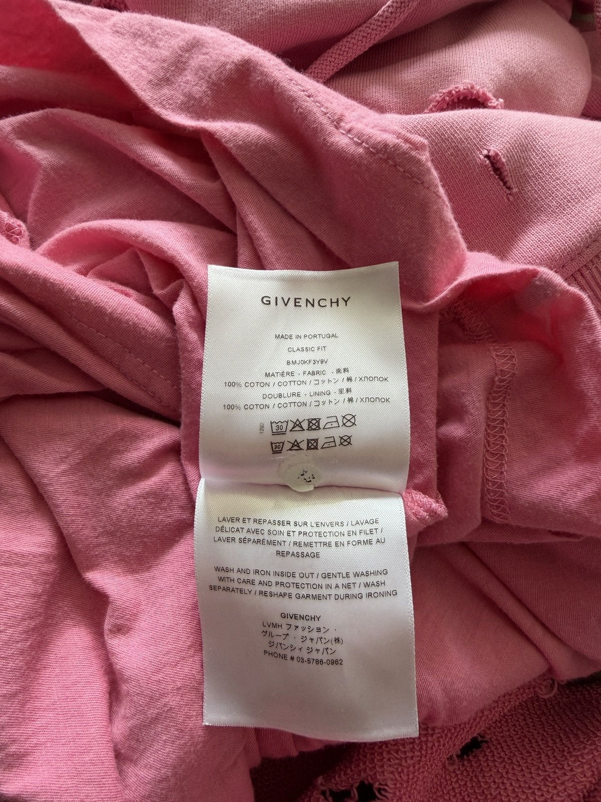 Givenchy Givenchy Pink Distressed Logo Hoodie Size L Size US L / EU 52-54 / 3 - 5 Thumbnail