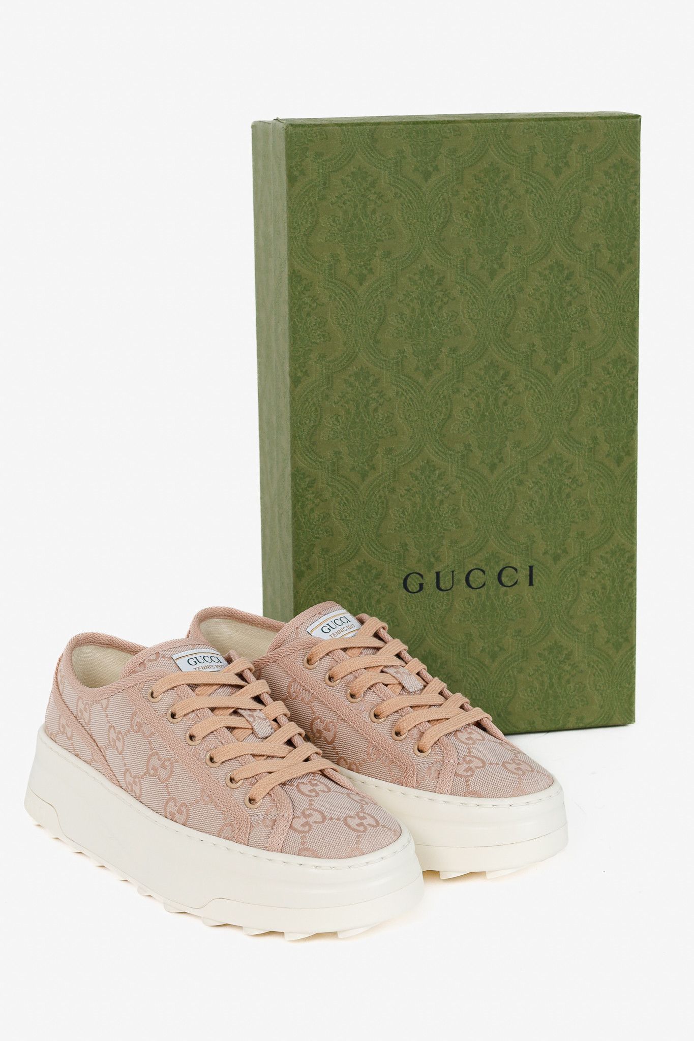 Gucci Gucci Pink New Canvas GG Monogram Platform Sneakers Size US 7 / IT 37 - 11 Thumbnail