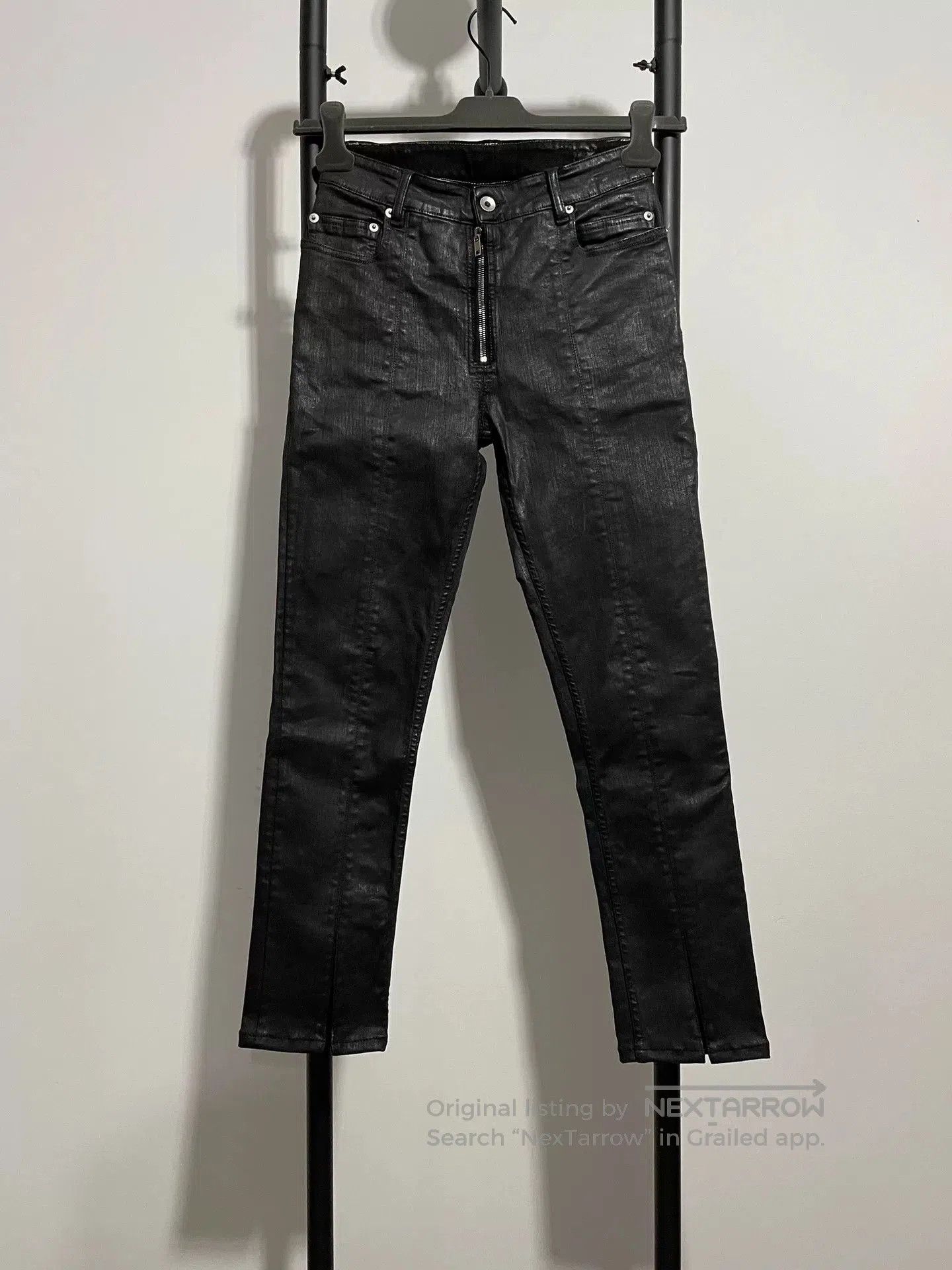 Rick Owens rick owens black waxed long pants. Size US 30 / EU 46 - 1 Thumbnail