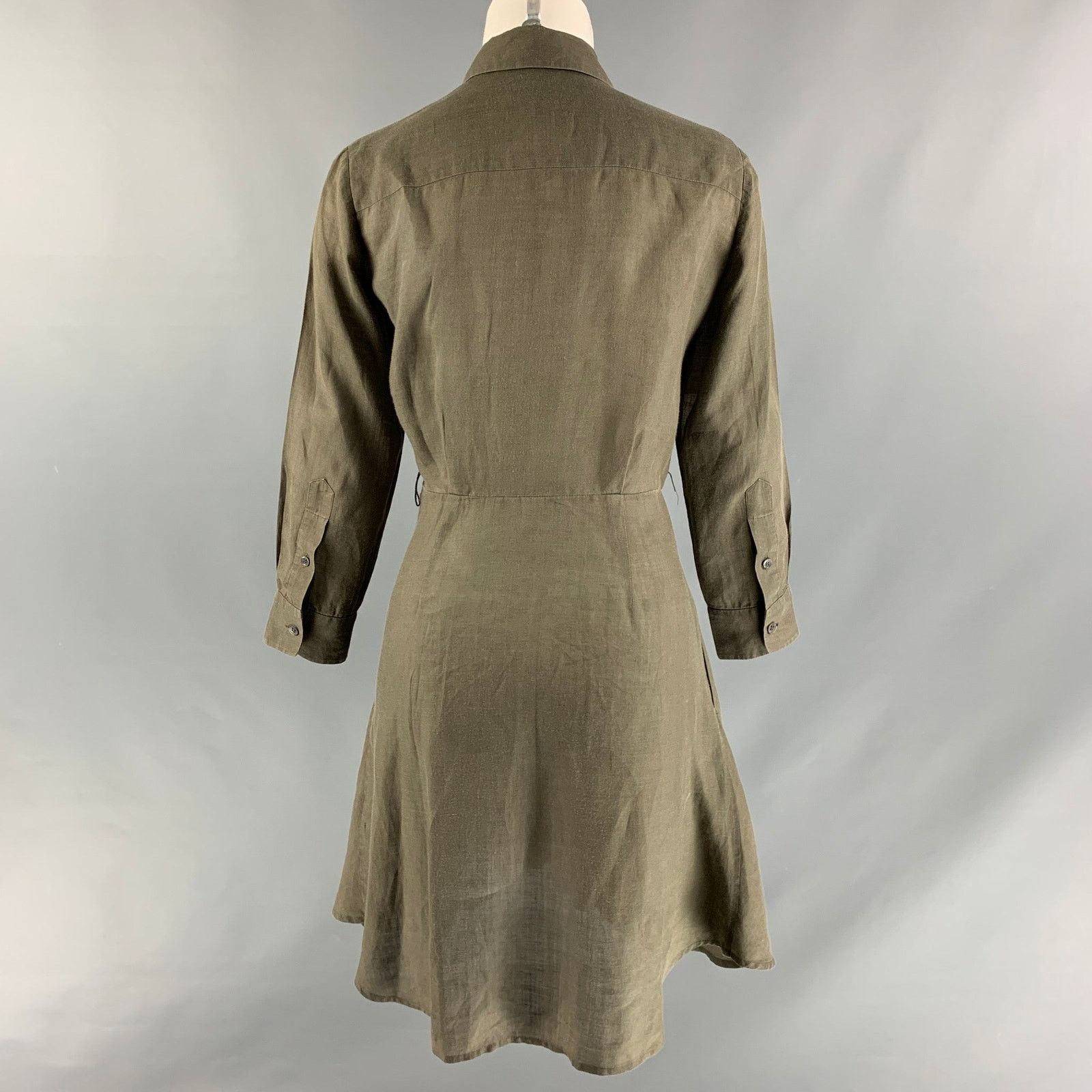 Theory THEORY Size 2 Olive Ramie Solid Shirt dress Size XS / US 0-2 / IT 36-38 - 3 Thumbnail