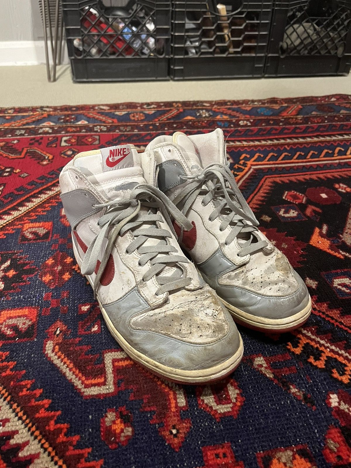 Nike Dunk High Metallic Silver | Varsity Red White Size US 11 / EU 44 - 6 Thumbnail