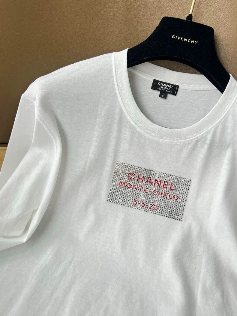 Chanel Chanel Letter rhinestone white T-shirt Size S / US 4 / IT 40 - 7 Thumbnail