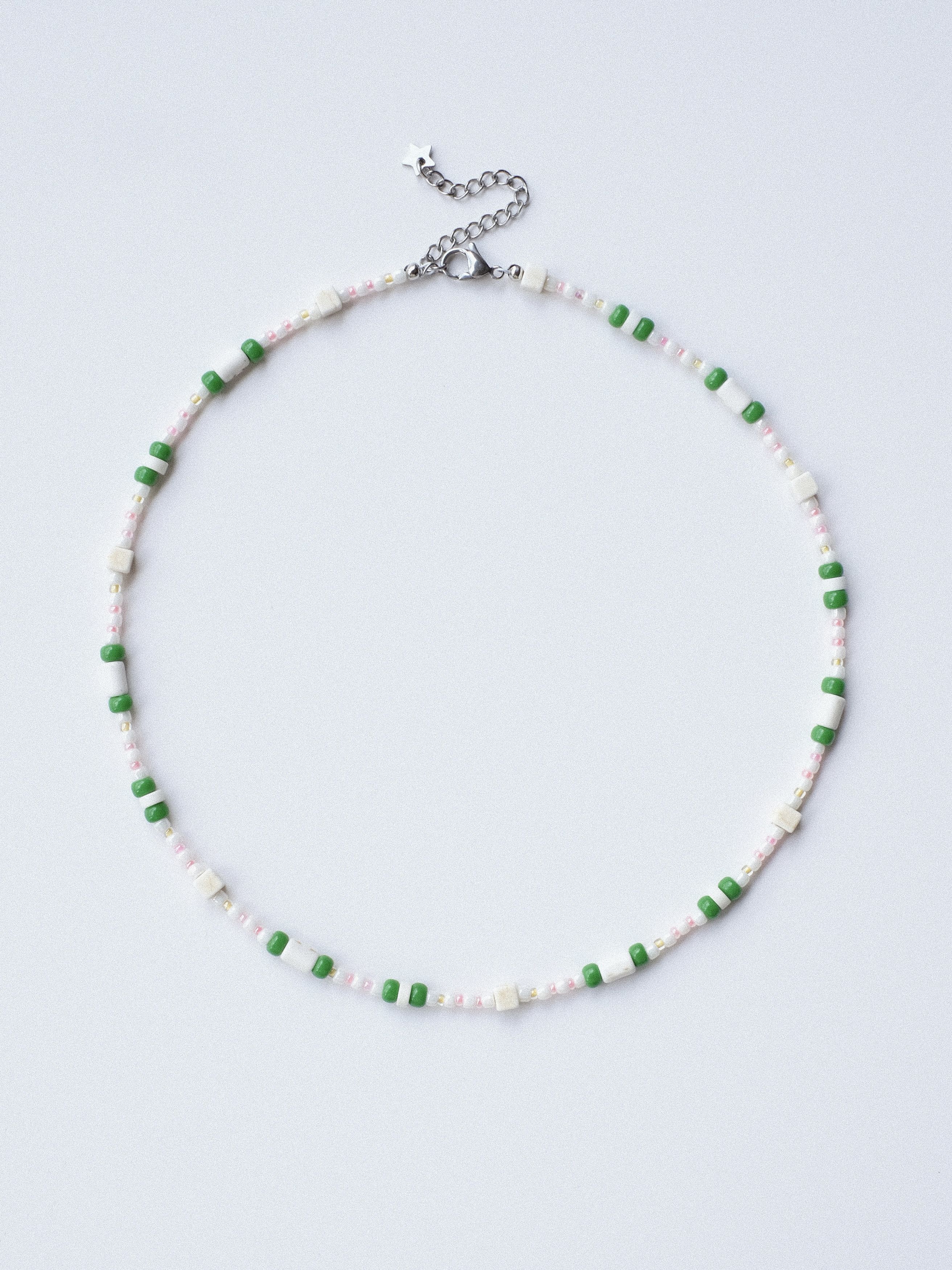 Handmade × Japanese Brand Cute Green and Pink Handmade Beaded Necklace 16.1in Size ONE SIZE - 5 Thumbnail