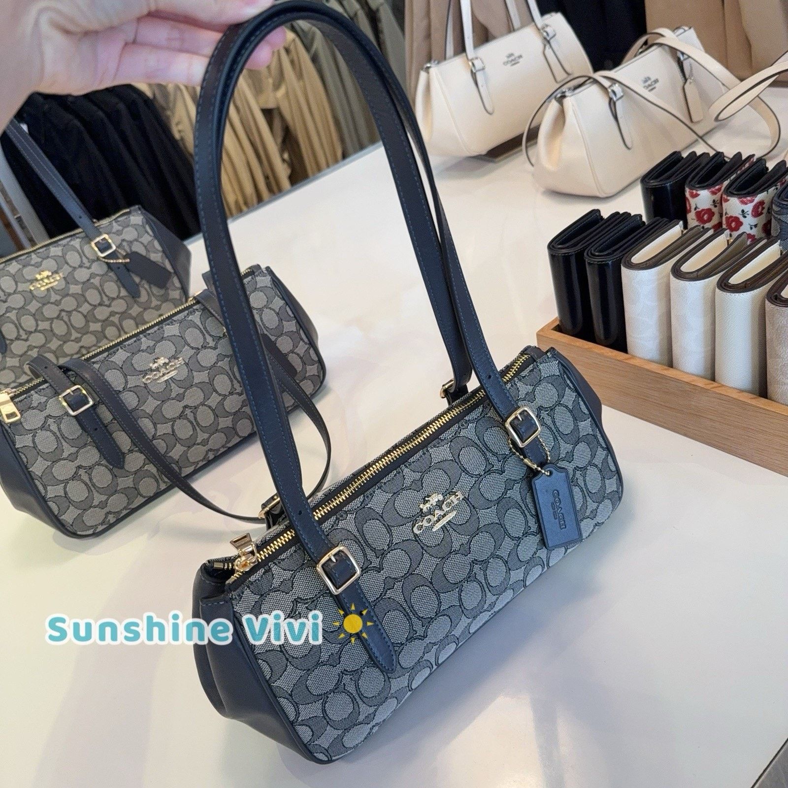 Coach NWT Bundle Coach Asher Bag CBJ03 & CU987 Zip Wallet Navy Size ONE SIZE - 8 Thumbnail