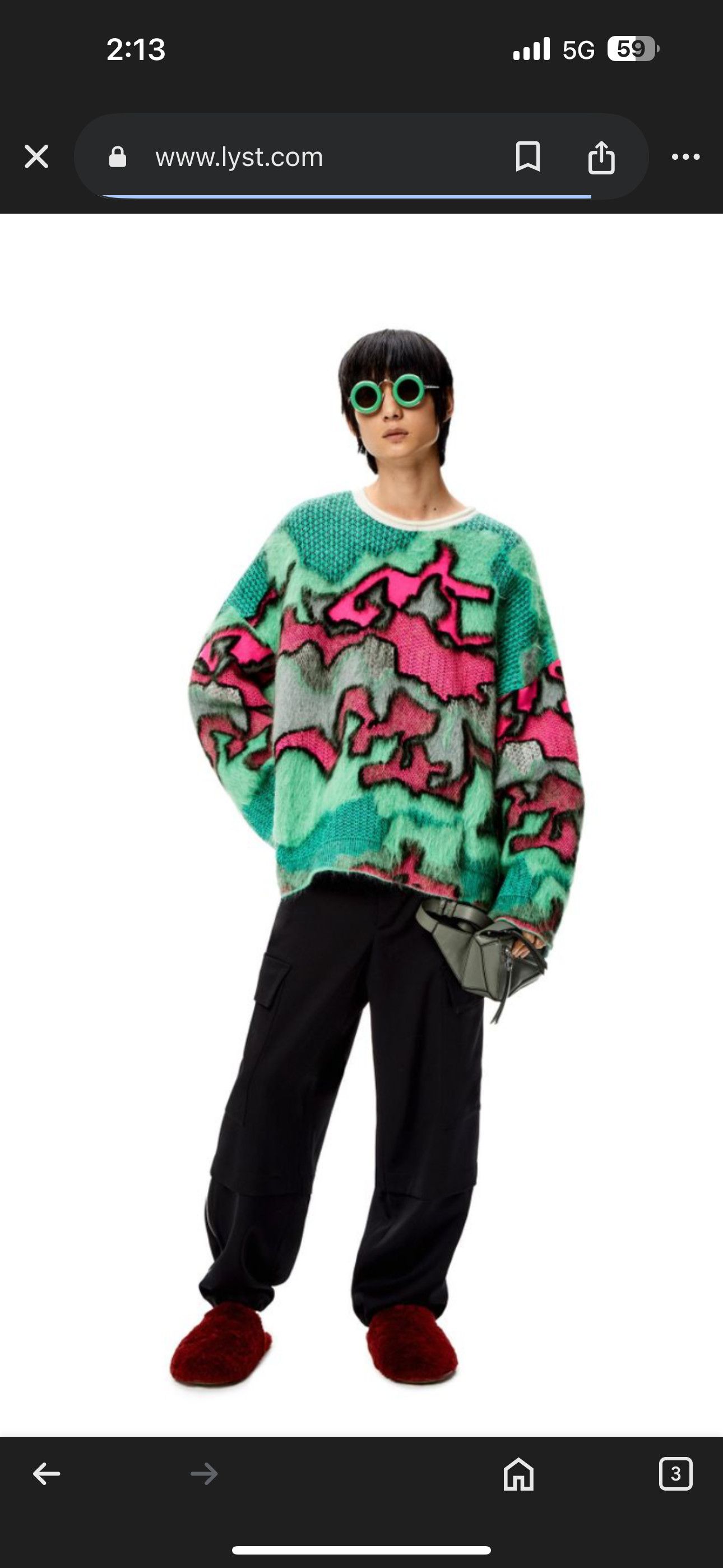 Loewe Loewe Oversized Multi Camo Jacquard-Knit Mohair Sweater Size US S / EU 44-46 / 1 - 1 Thumbnail